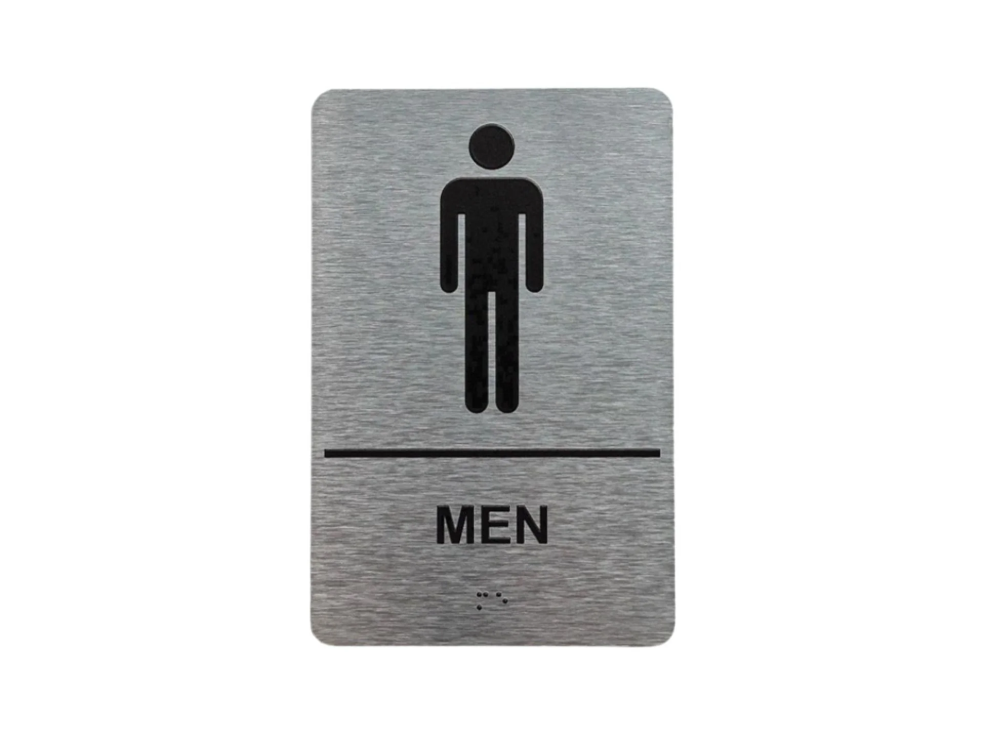Men's washroom Identification Sign, Silver & Black