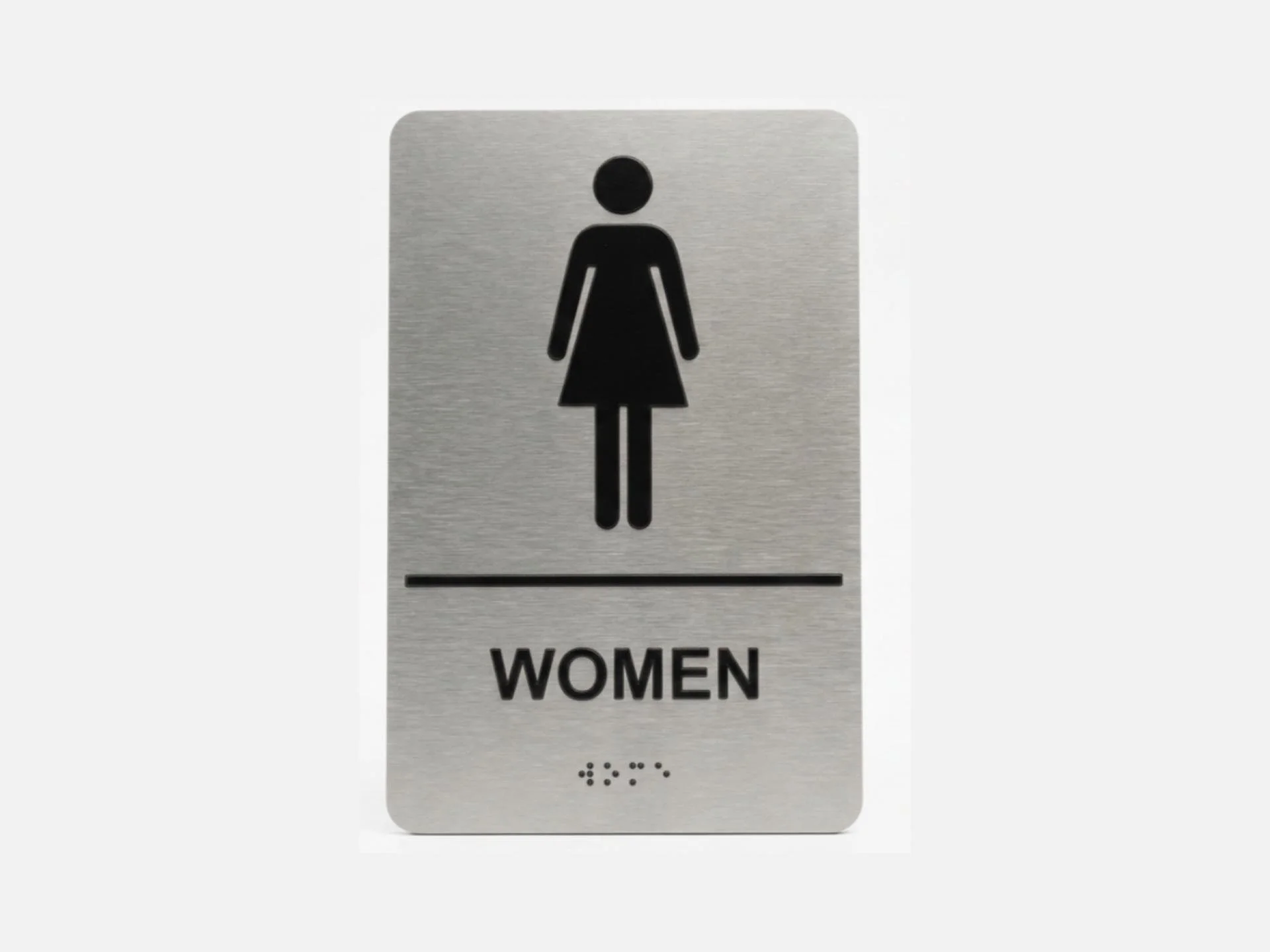 Women's washroom Identification Sign, Silver & Black