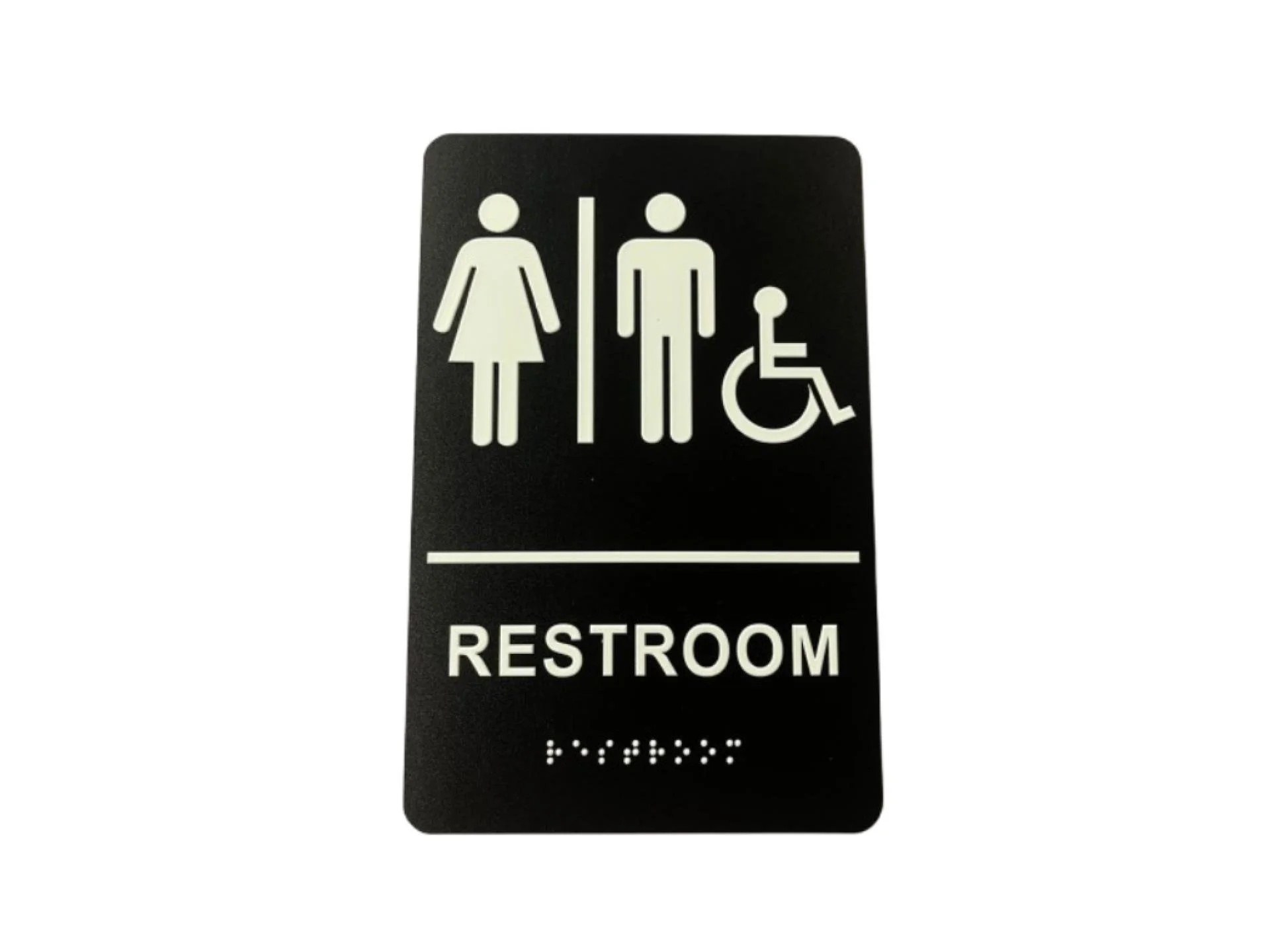 Handicap Restroom Identification Sign, Black & White