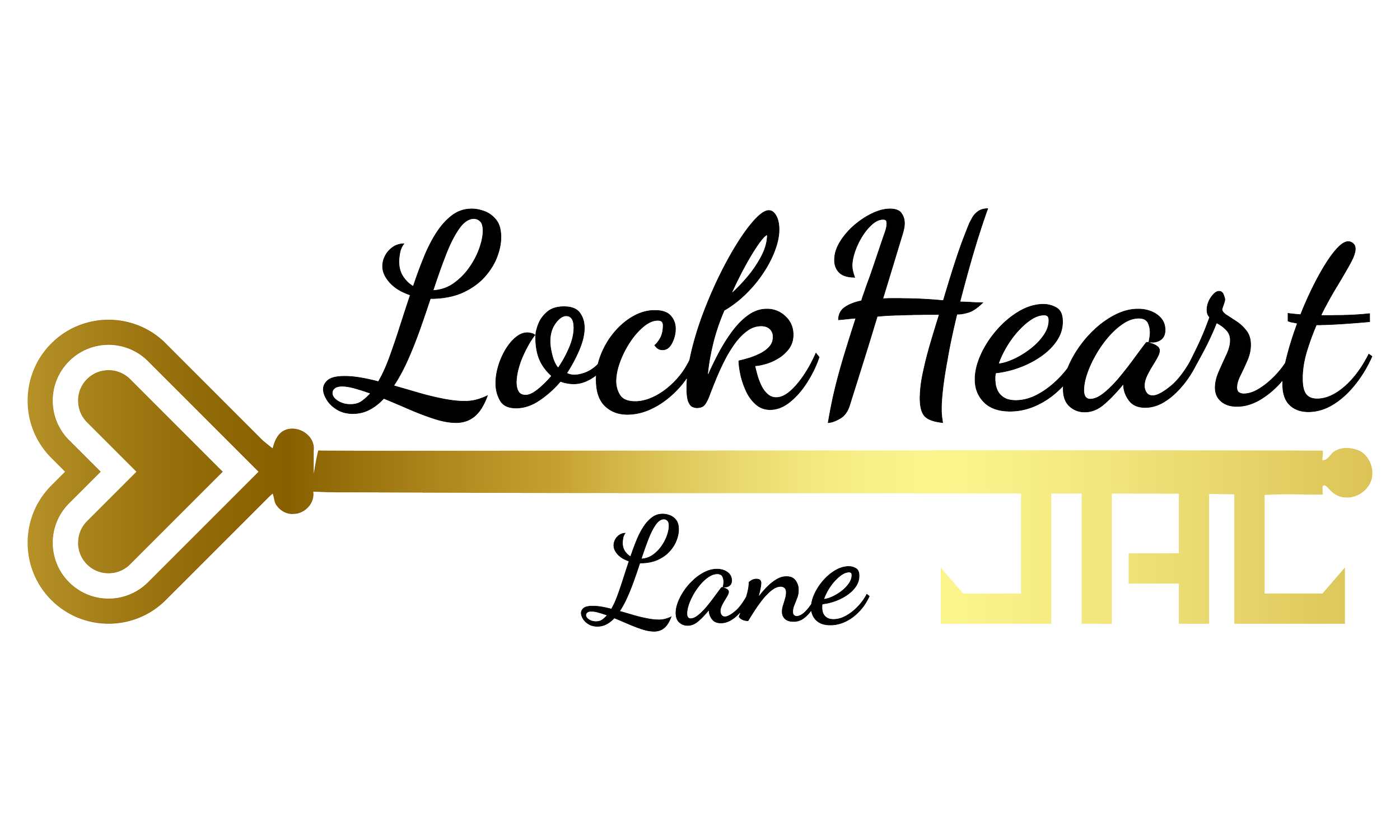 The logo features a stylized gold key with a heart-shaped bow, and the words 'LockHart Lane' written in elegant black cursive script and a bold, gold block font, respectively.