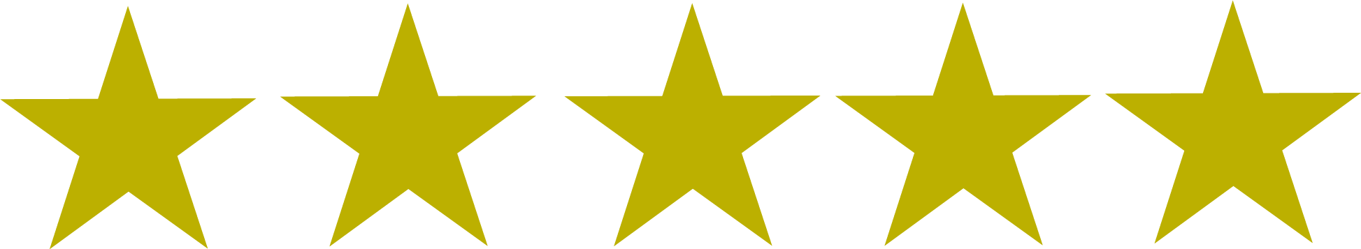 Six gold stars arranged in a row
