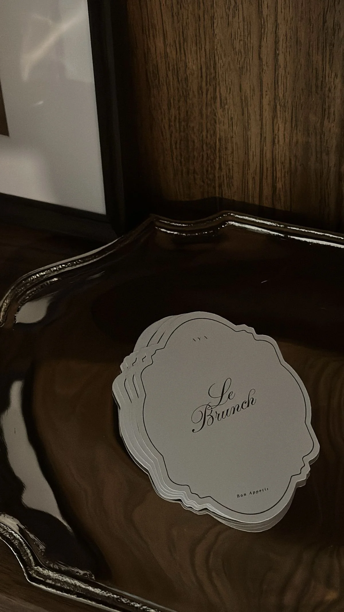 A silver tray with a