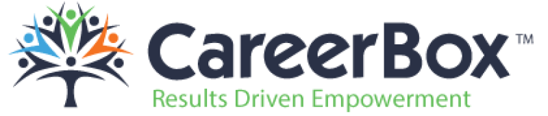 Logo of CareerBox with a stylized tree and people figures, with the tagline 'Results Driven Empowerment'.