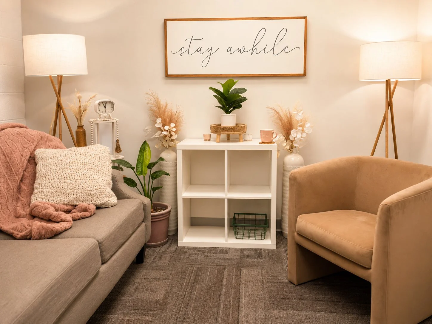 Warm therapy office at True North Counseling in East Nashville