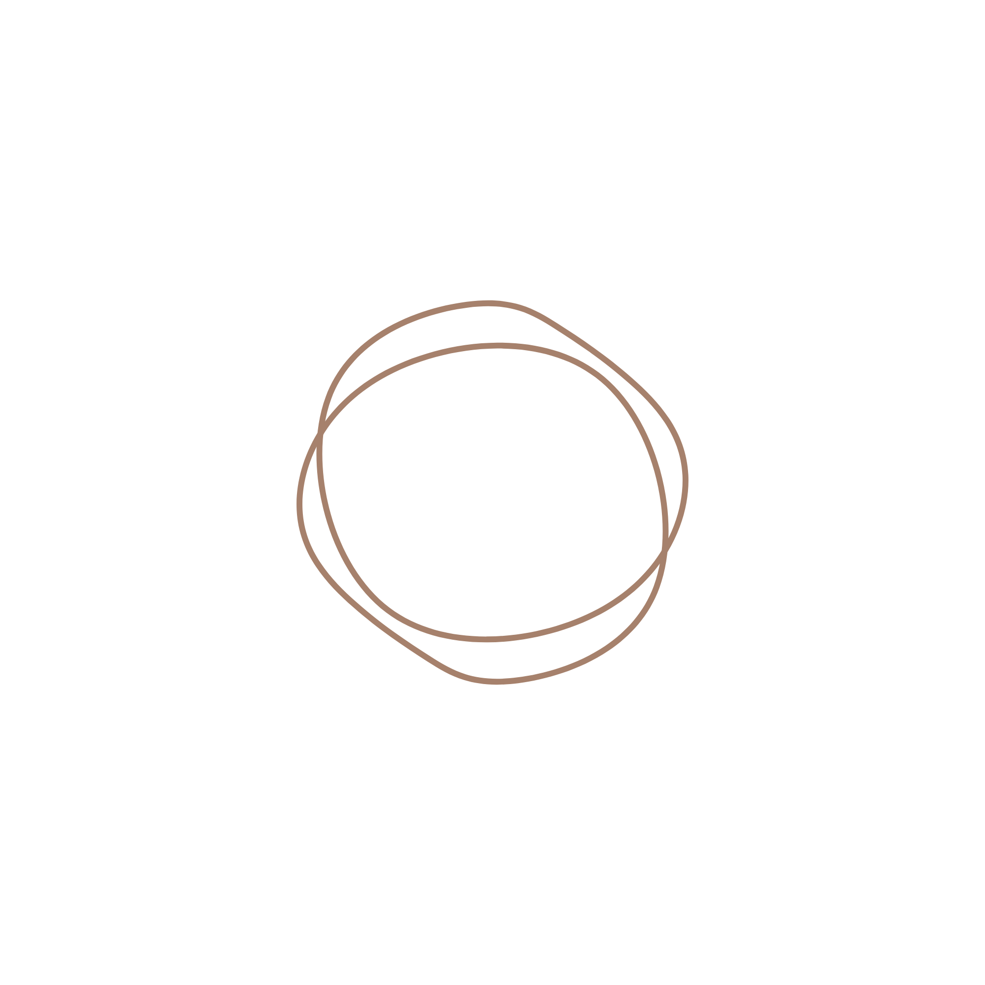 Minimalist illustration of two overlapping circles in brown.