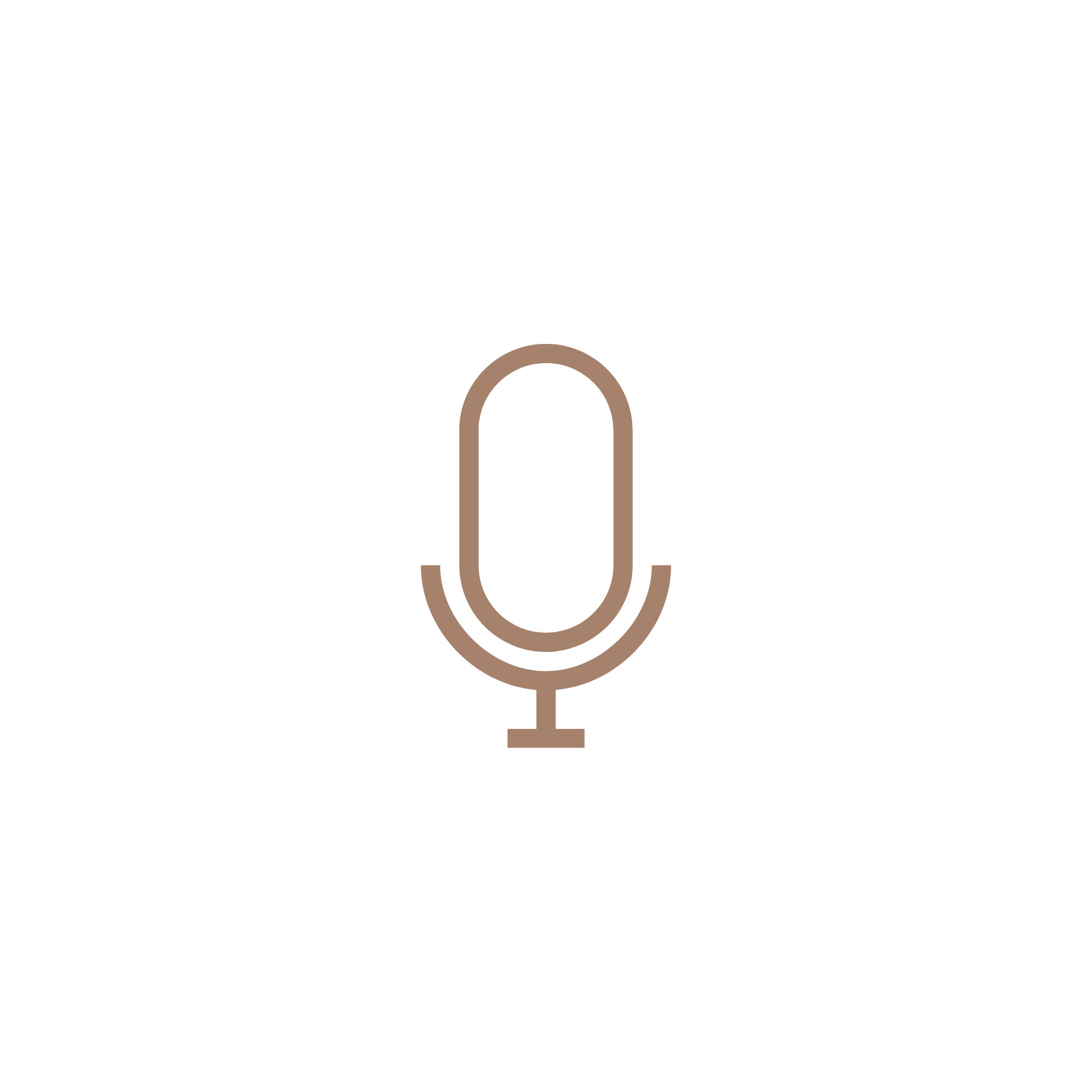 A simple illustration of a microphone in brown.
