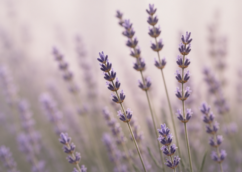 Lavender flowers in a field with a soft focus background.