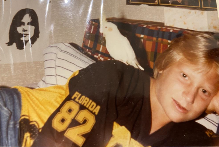 Evan Harrison as a teenager in the summer of 1985, around the time of Live Aid.