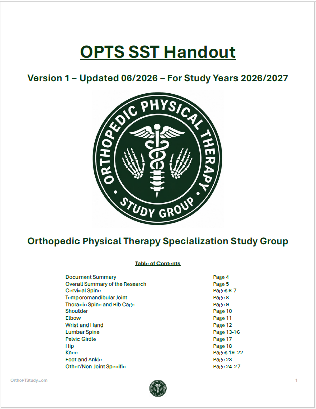 OPTS Systematic Review Single Sentence Takeaway (SST) Handout
