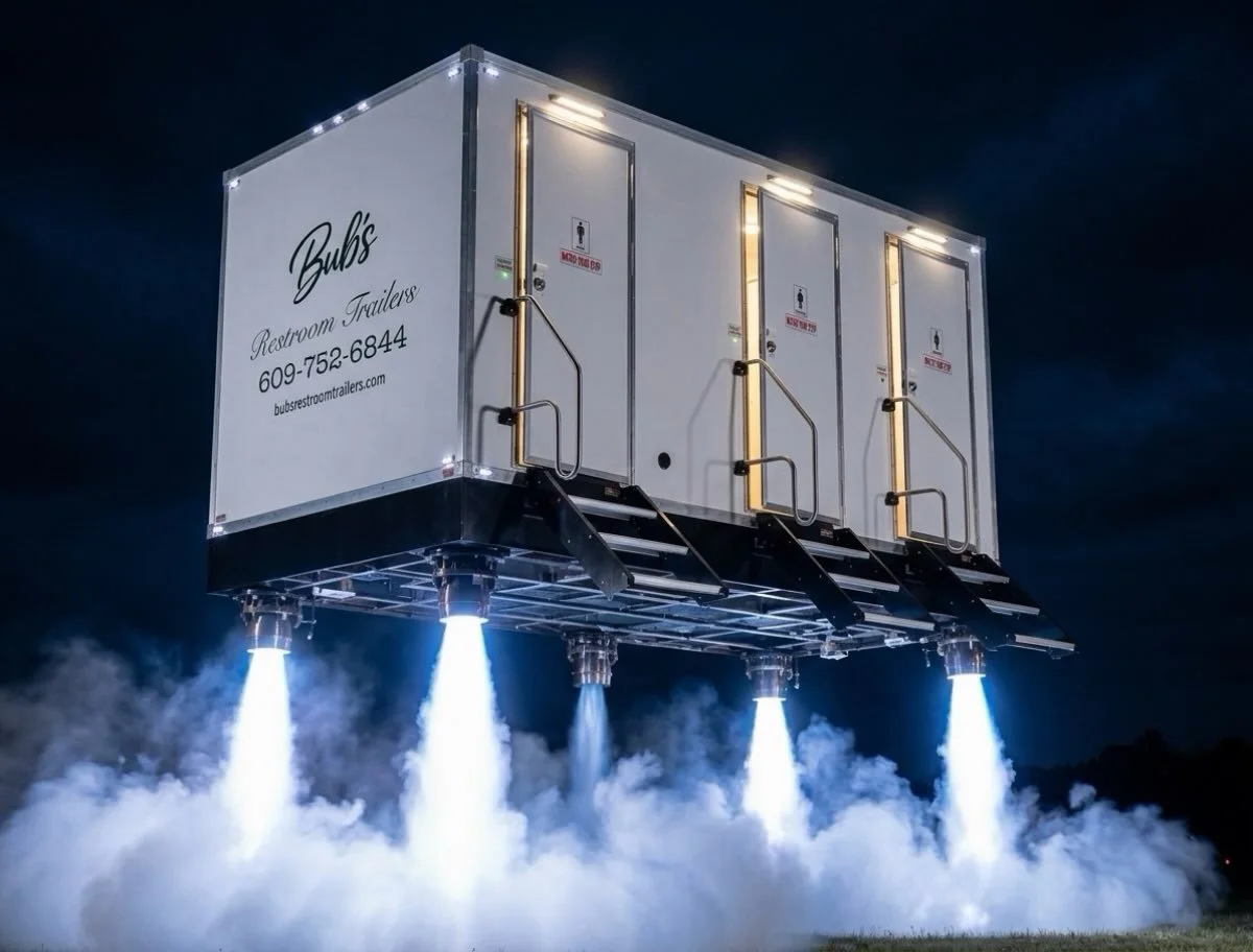 After that Tesla reveal, it&rsquo;s only a matter of time before we pull (fly) up to your parties like this! 🚽🤪

#TeslaRoadster #FlyingCar #NJWeddings #PhillyEvents
#LuxuryRestroomTrailers