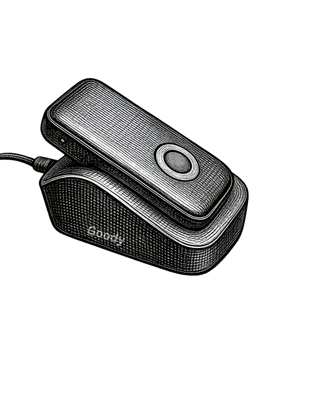 Health monitoring device charging on a docking station, showing how modern of a design it is.