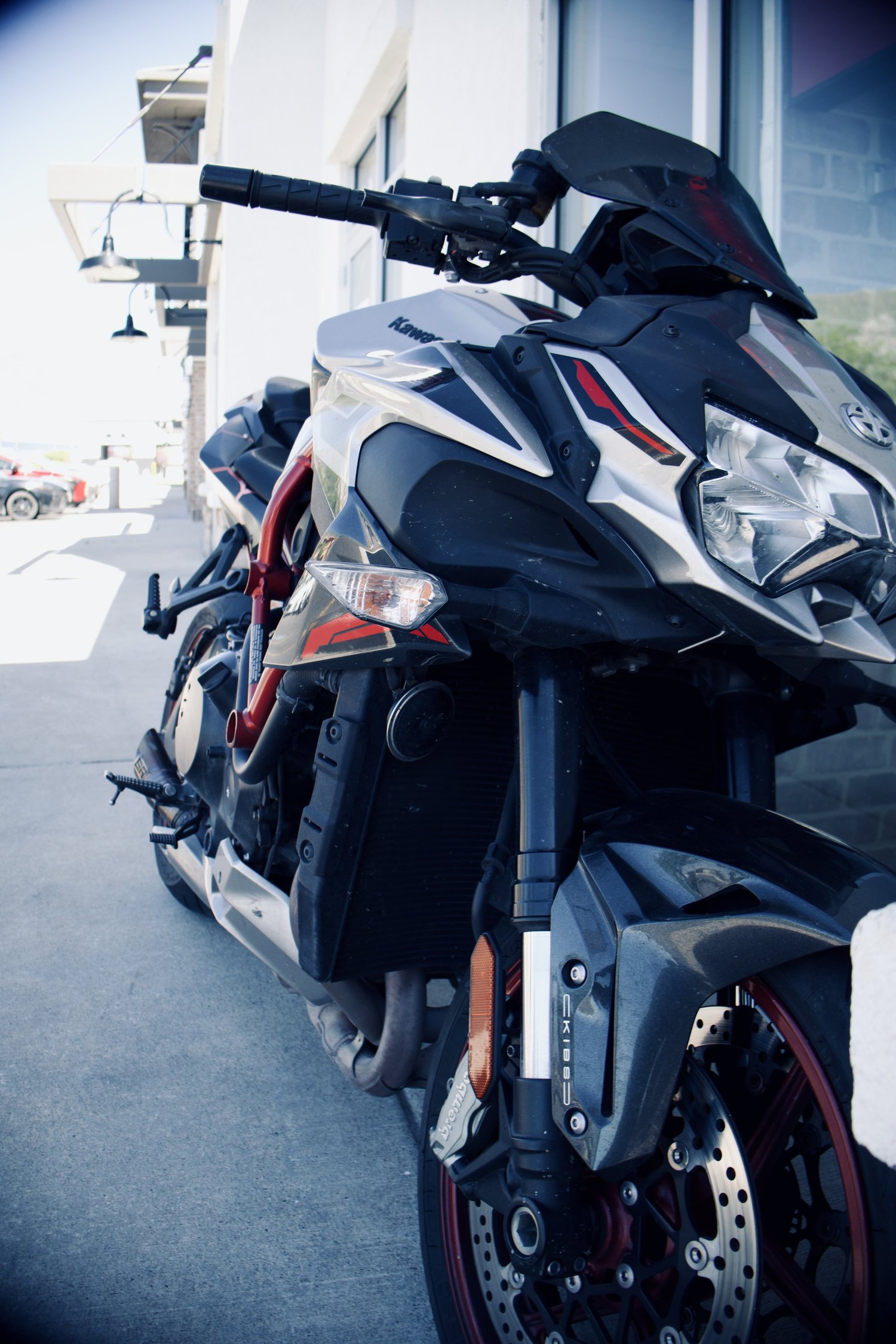 Close detail of a sport motorcycle