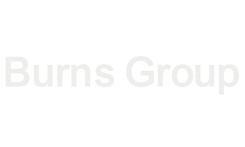 Text on black background reading 'Burns Group'