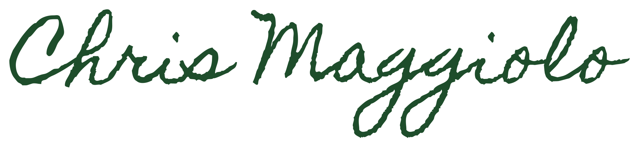 Signature-style text reading "Chris Maggiolo" in dark green.