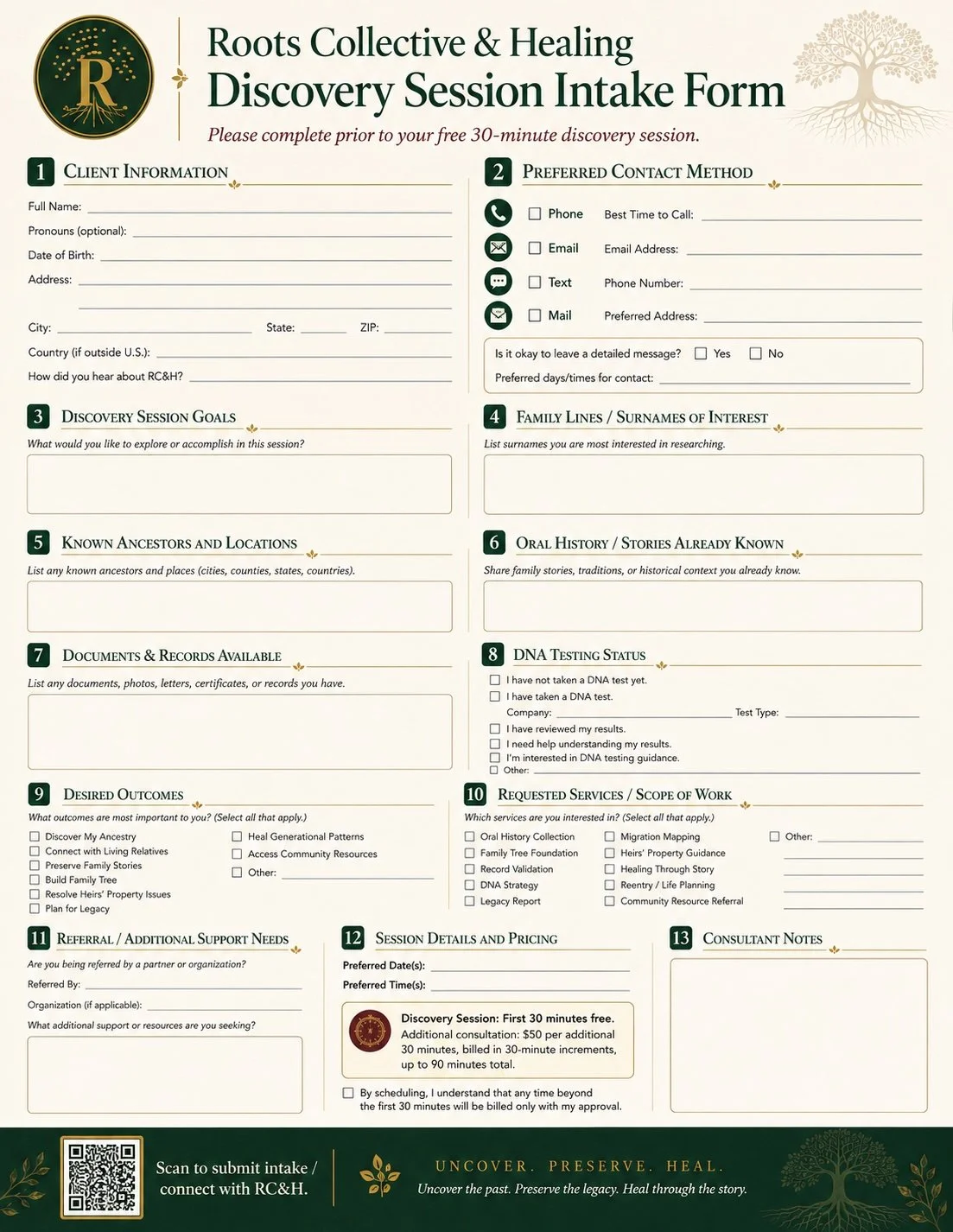 Personalized Genealogy Discovery Session