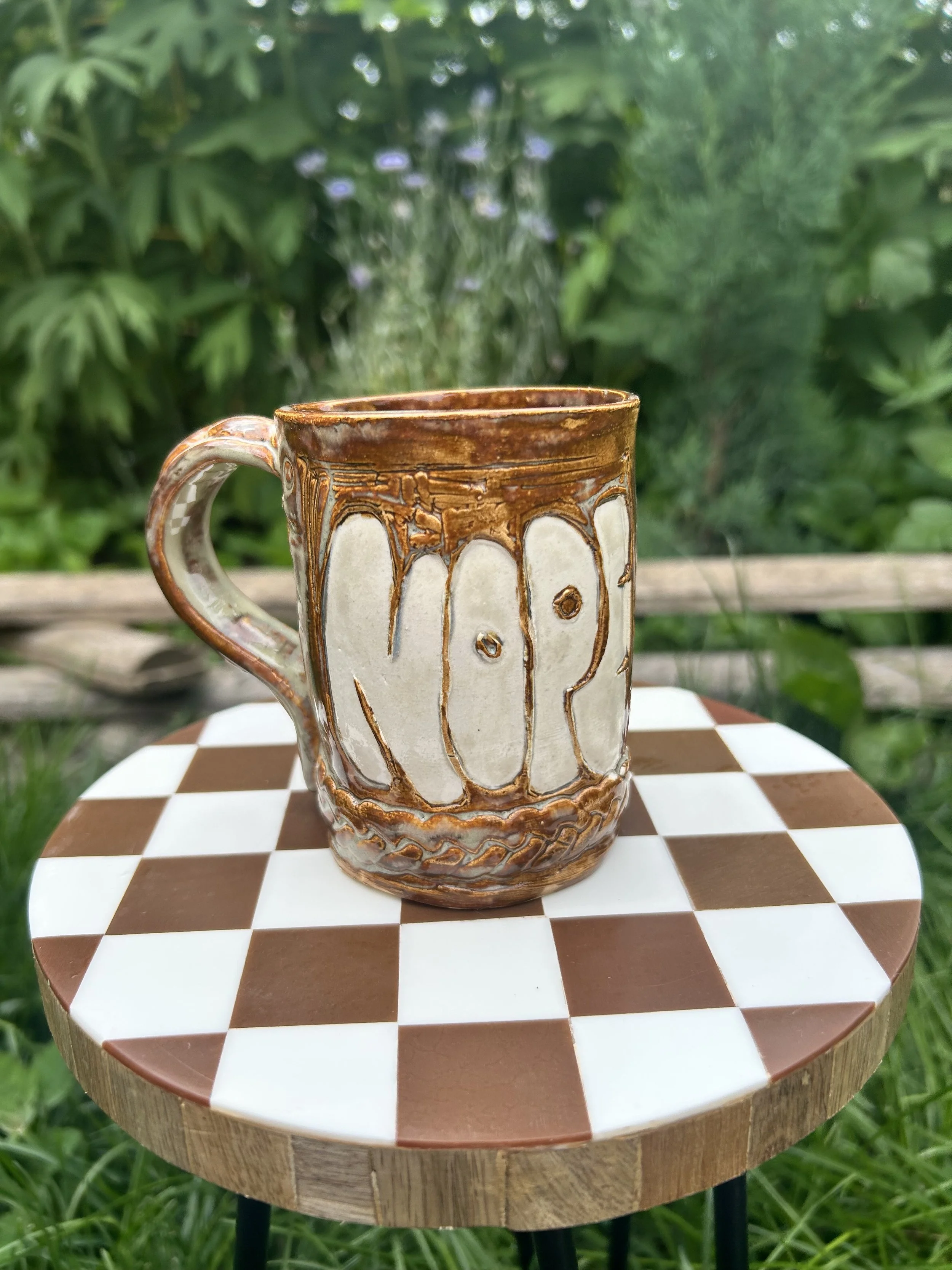 brown NOPE mugs