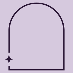 A simple outline drawing of an arch with a star at the bottom left, on a light purple background.