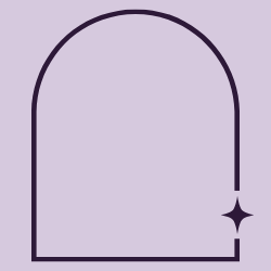 A minimalistic illustration of a light purple background with a dark outline of an arched doorway and a small star-shaped sparkle near the bottom right.