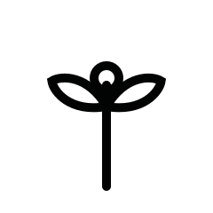 Silhouette of a flower with a stem and leaves