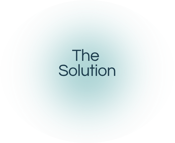 A light blue circular graphic with the words "The Solution" in the center.