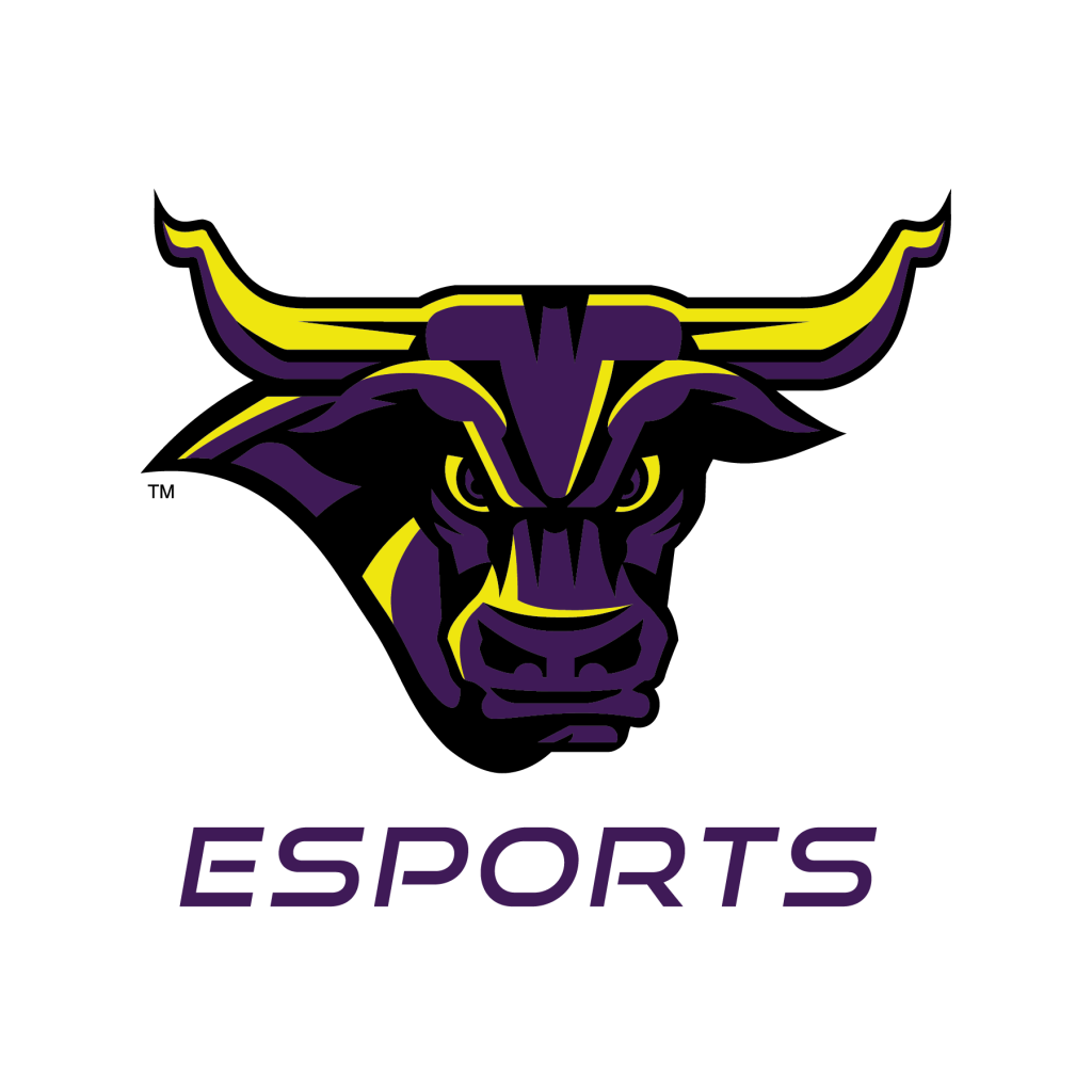 An esports logo featuring a stylized buffalo head in purple and yellow, with the word "ESPORTS" written below.