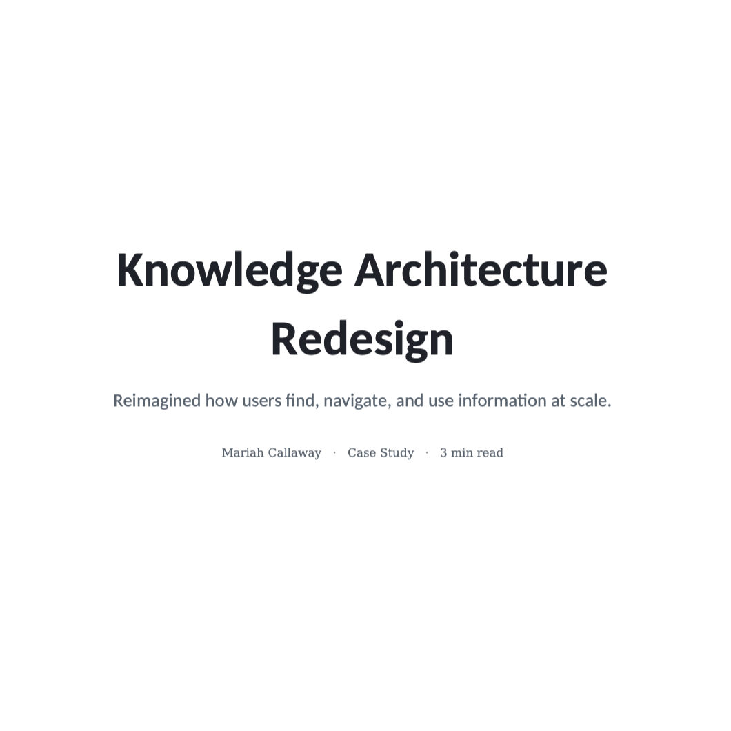 Knowledge Architecture Redesign