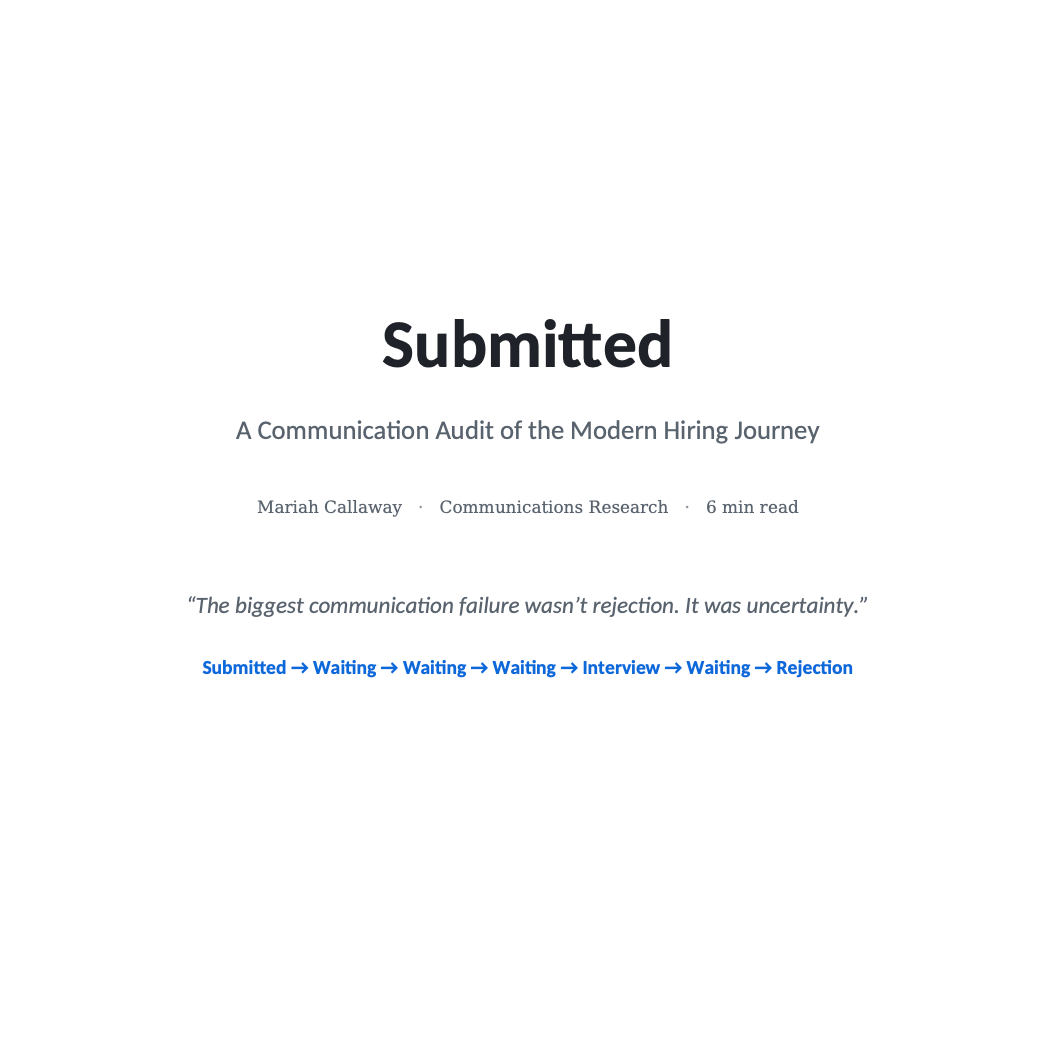 Submitted: A Communication Audit of the Modern Hiring Journey