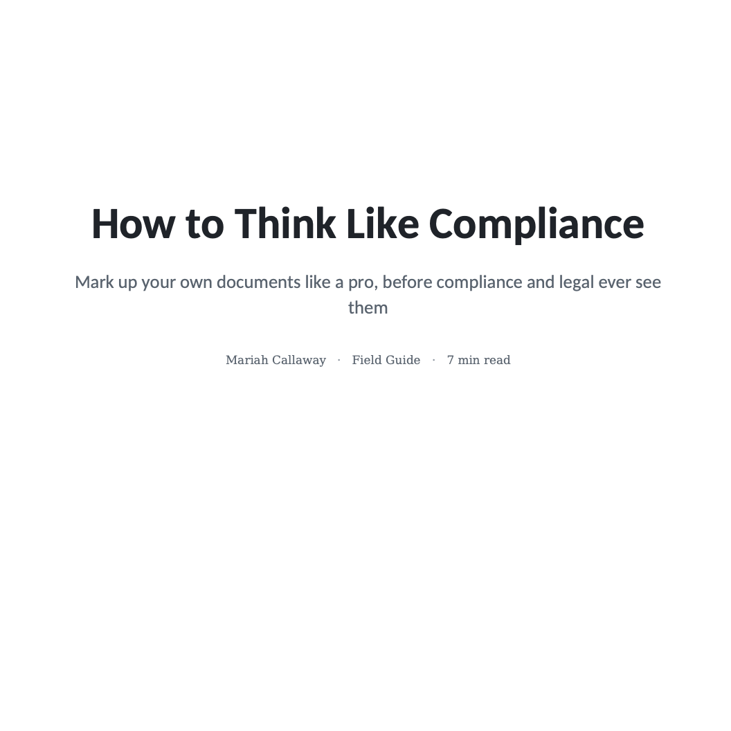 How to Think Like Compliance