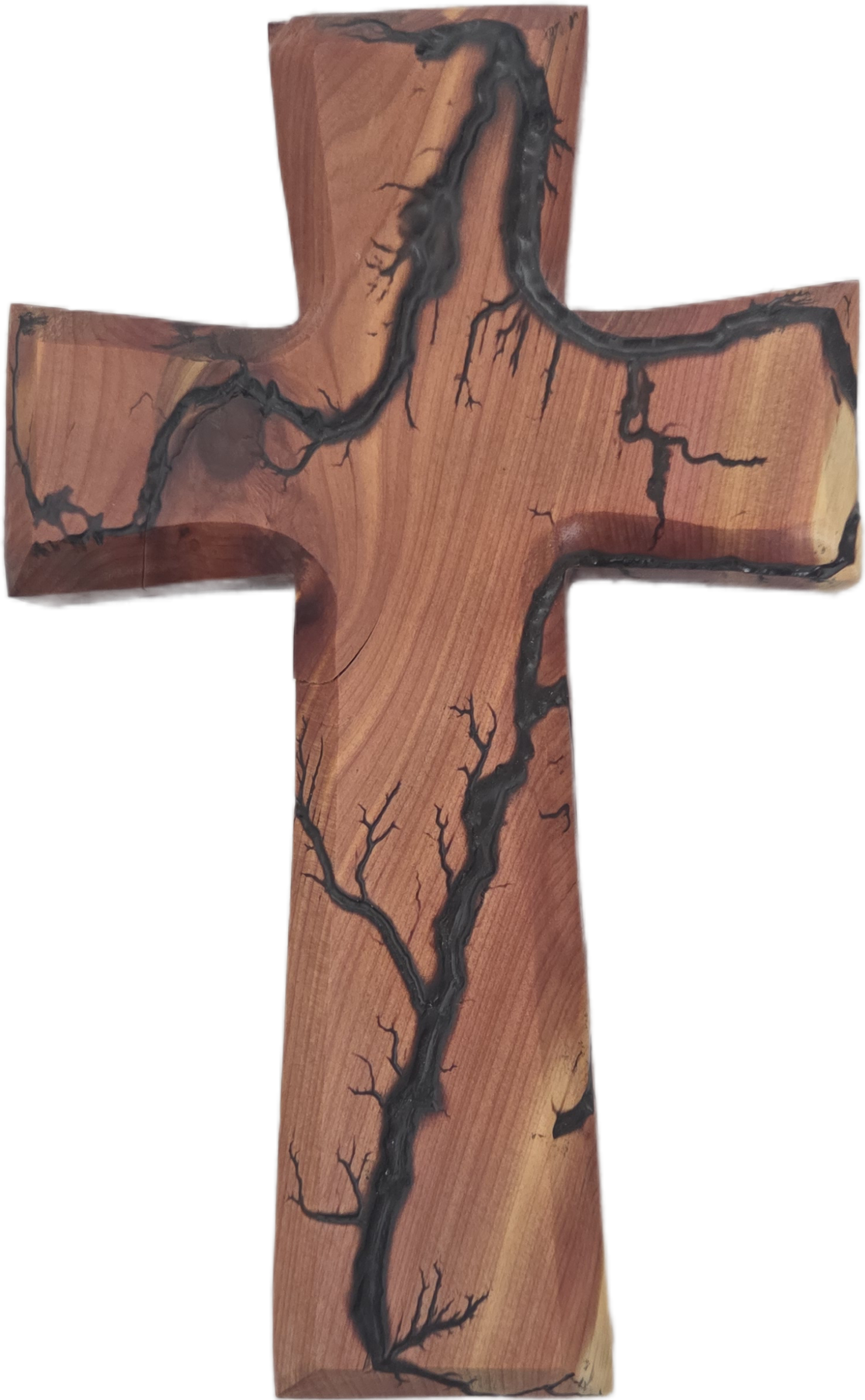 Lichtenberg Cedar Wood Cross - Handcrafted Elegance 10.75