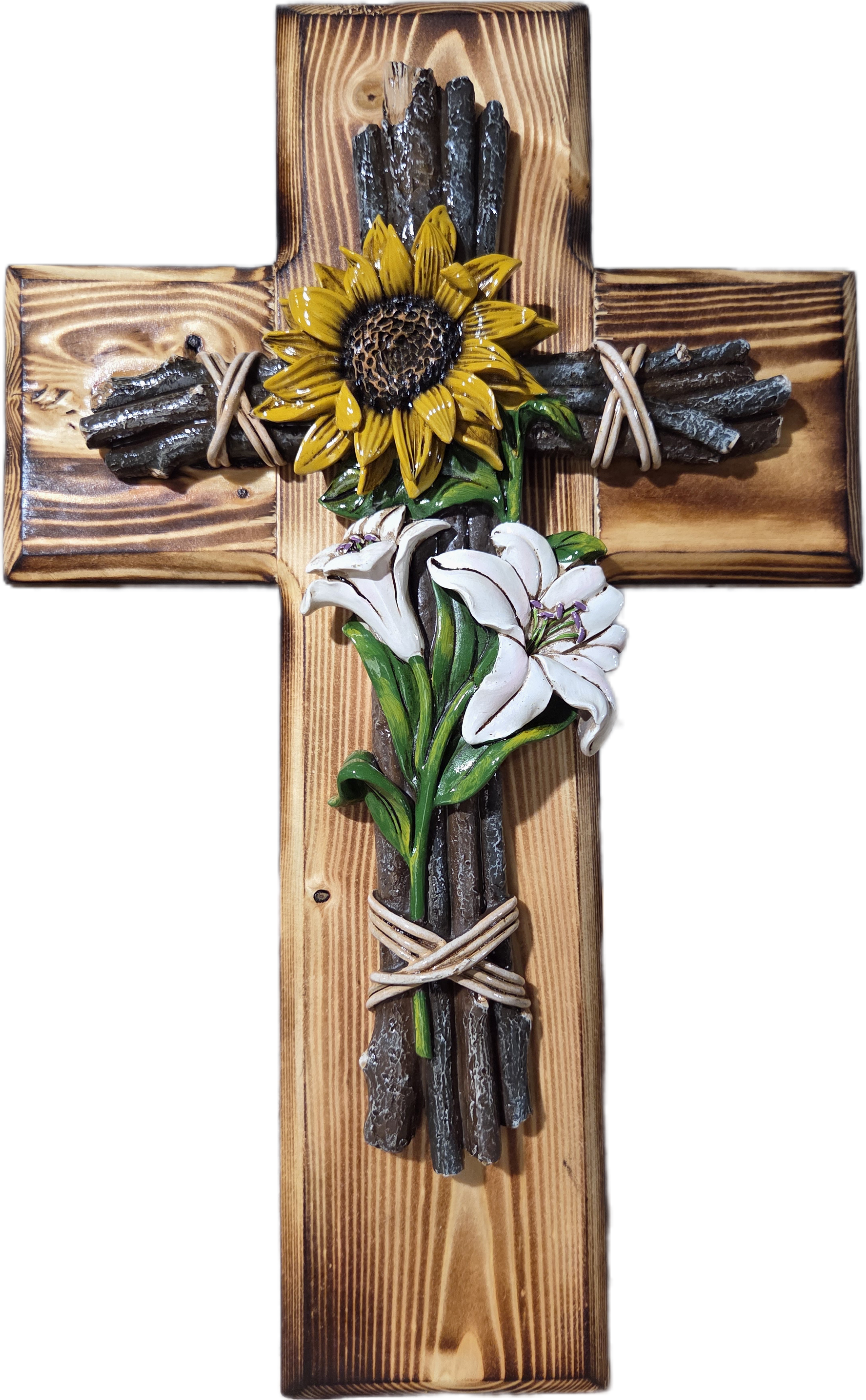 Rustic Bloom Pine Wood Cross Wall Decor 15