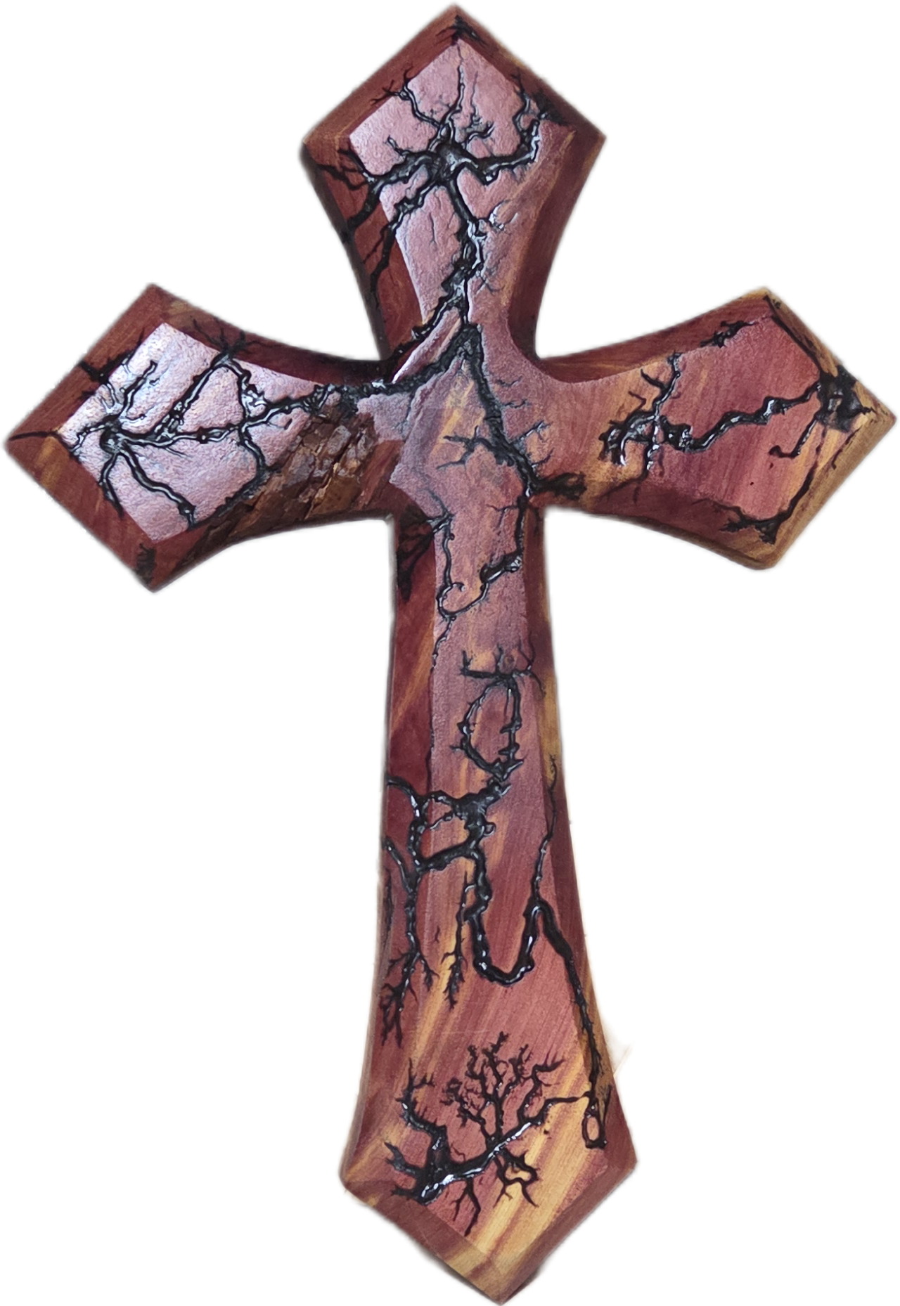 Lightning Strike Cedar Wall Cross 10.5
