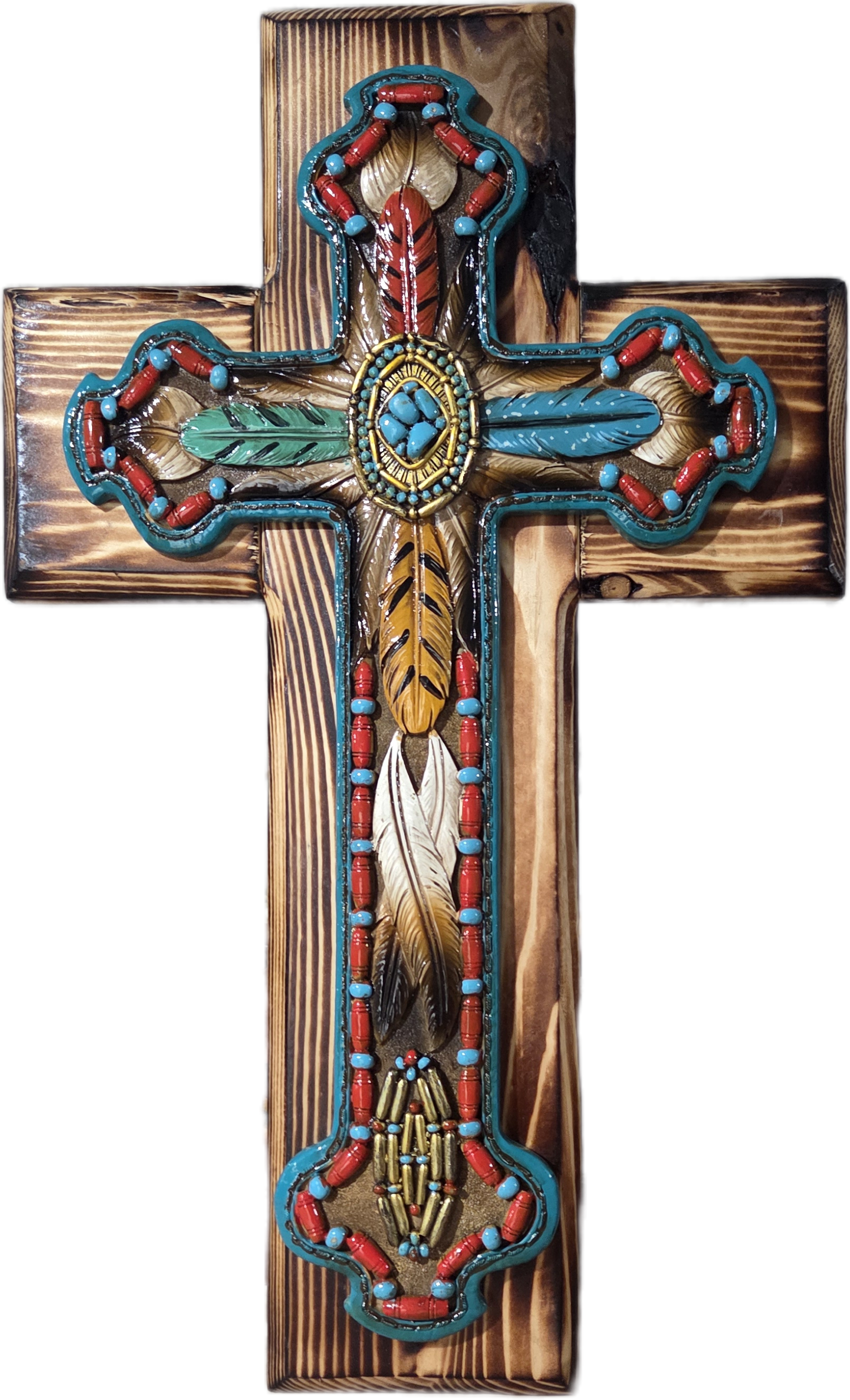 Vibrant Spirit Pine Wall Cross 15