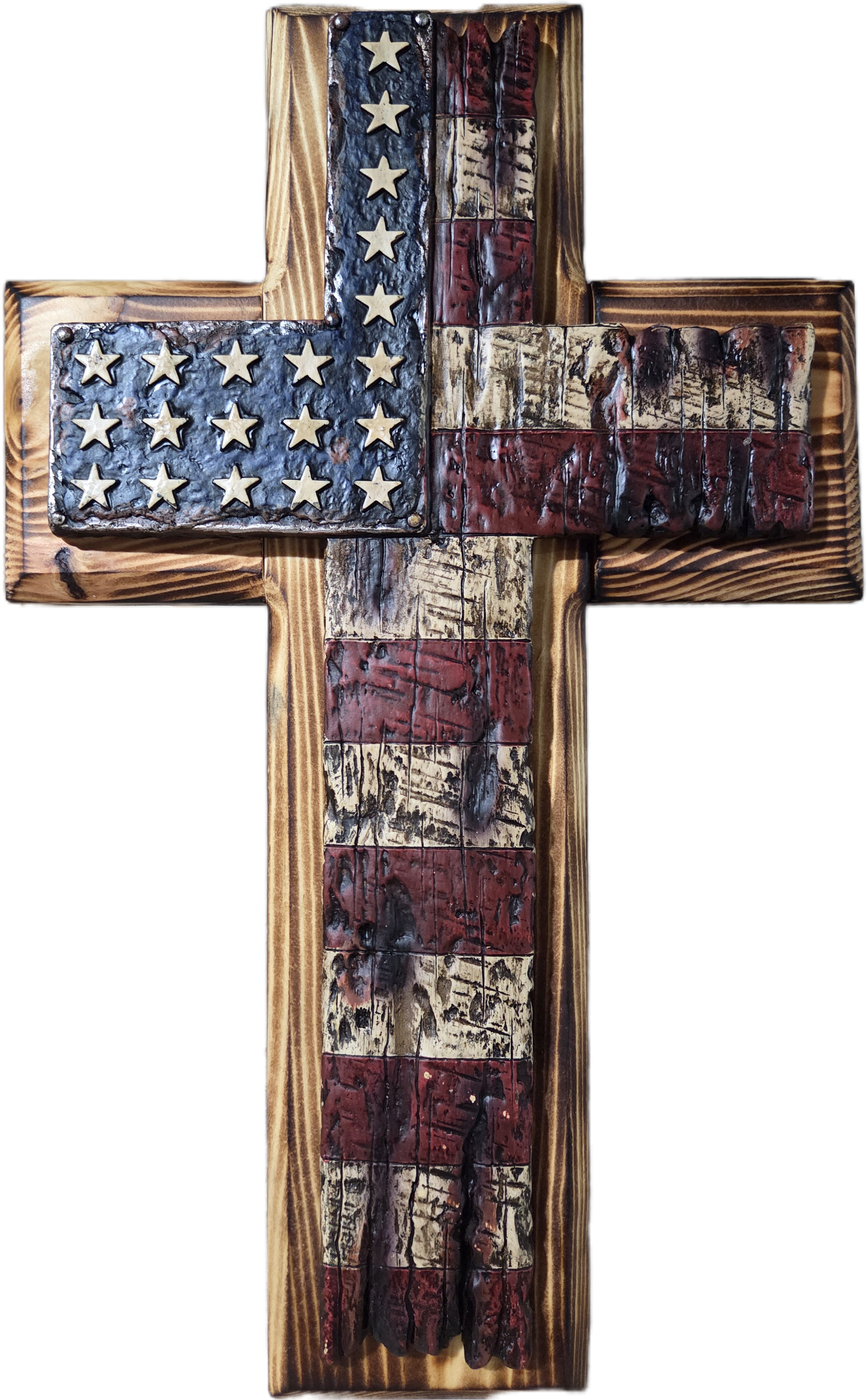 American Flag Pine Wood Cross Decor 15