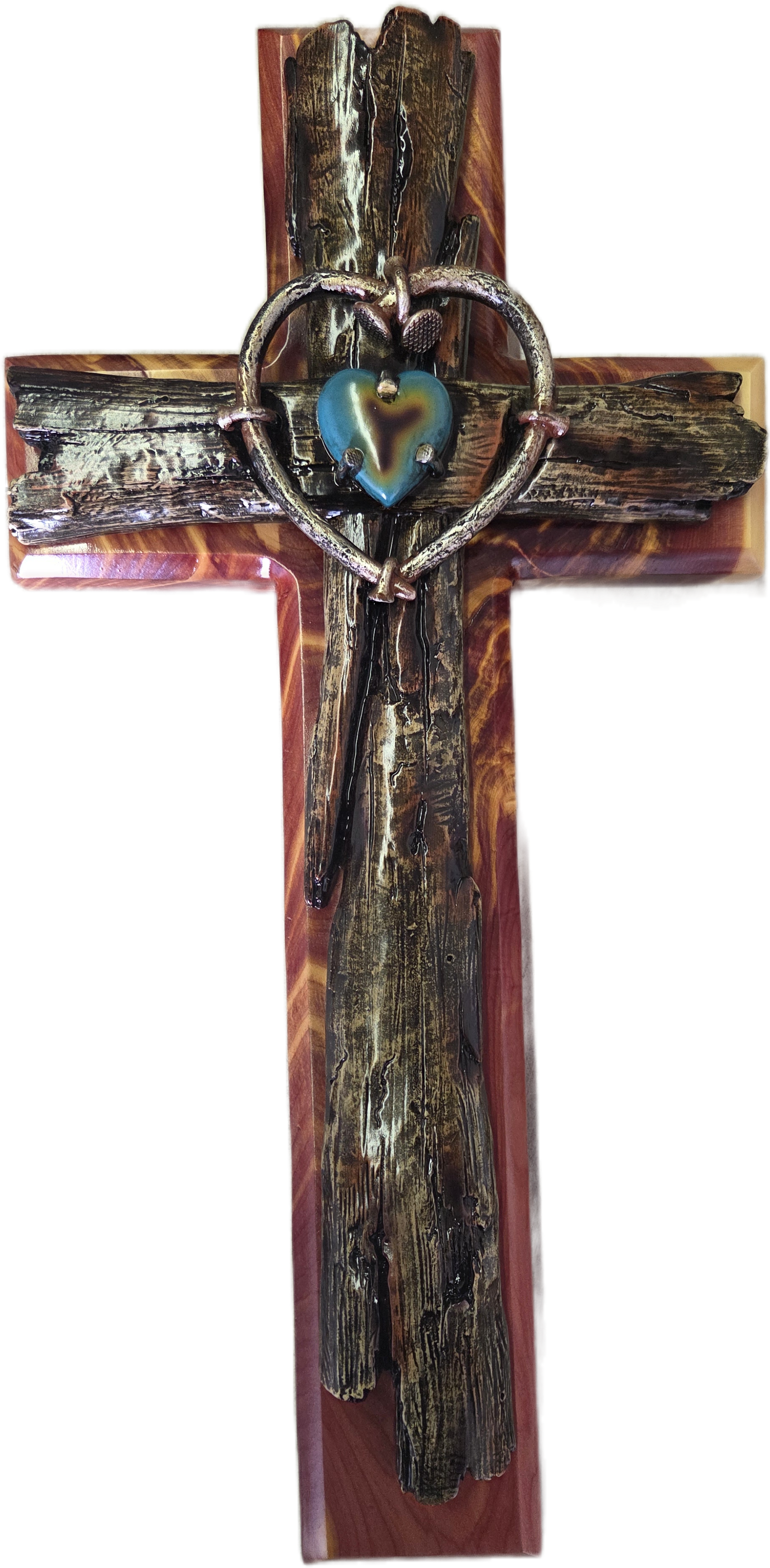 Heartfelt Harmony Cedar Wall Cross 21
