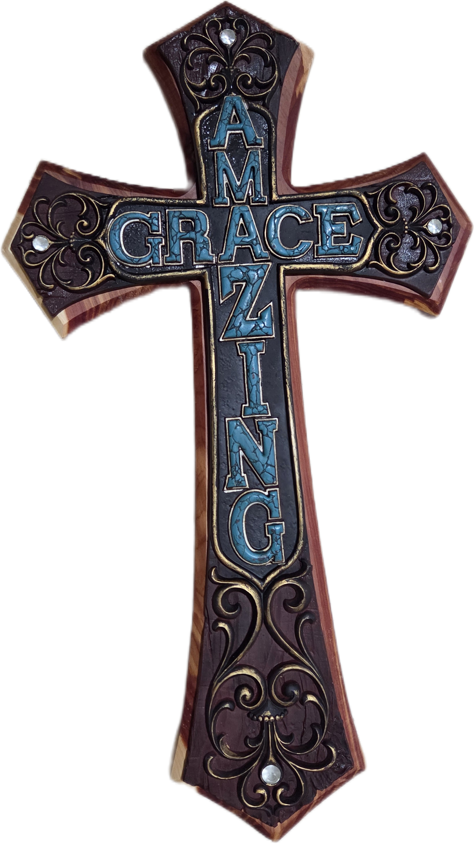 'Amazing Grace' Decorative Cedar Wall Cross 18.75
