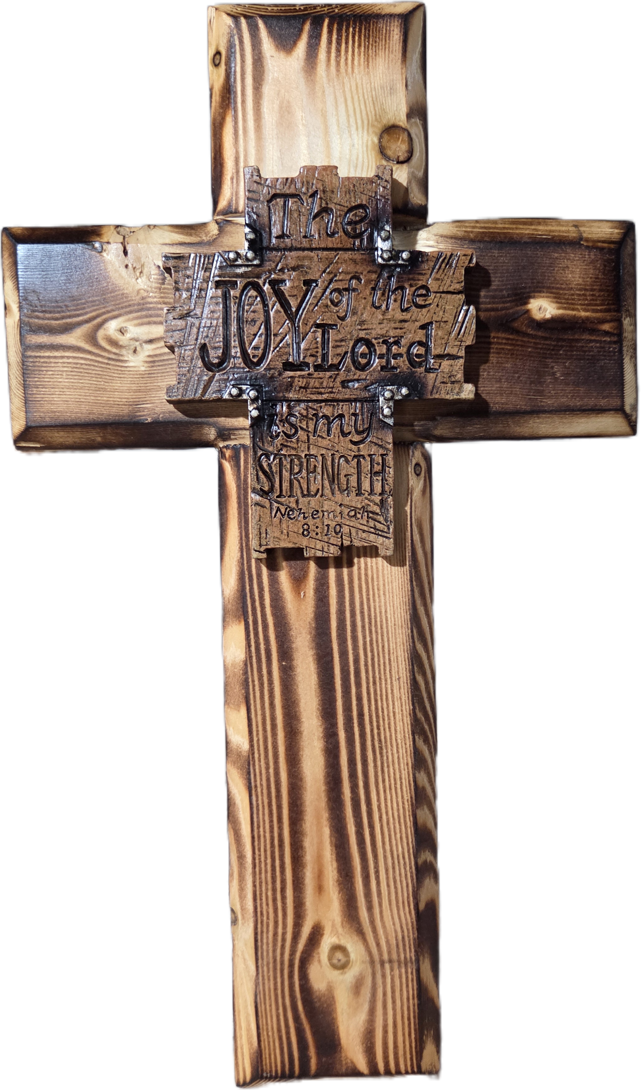 Rustic Wooden Pine Cross with Inspirational Message 12