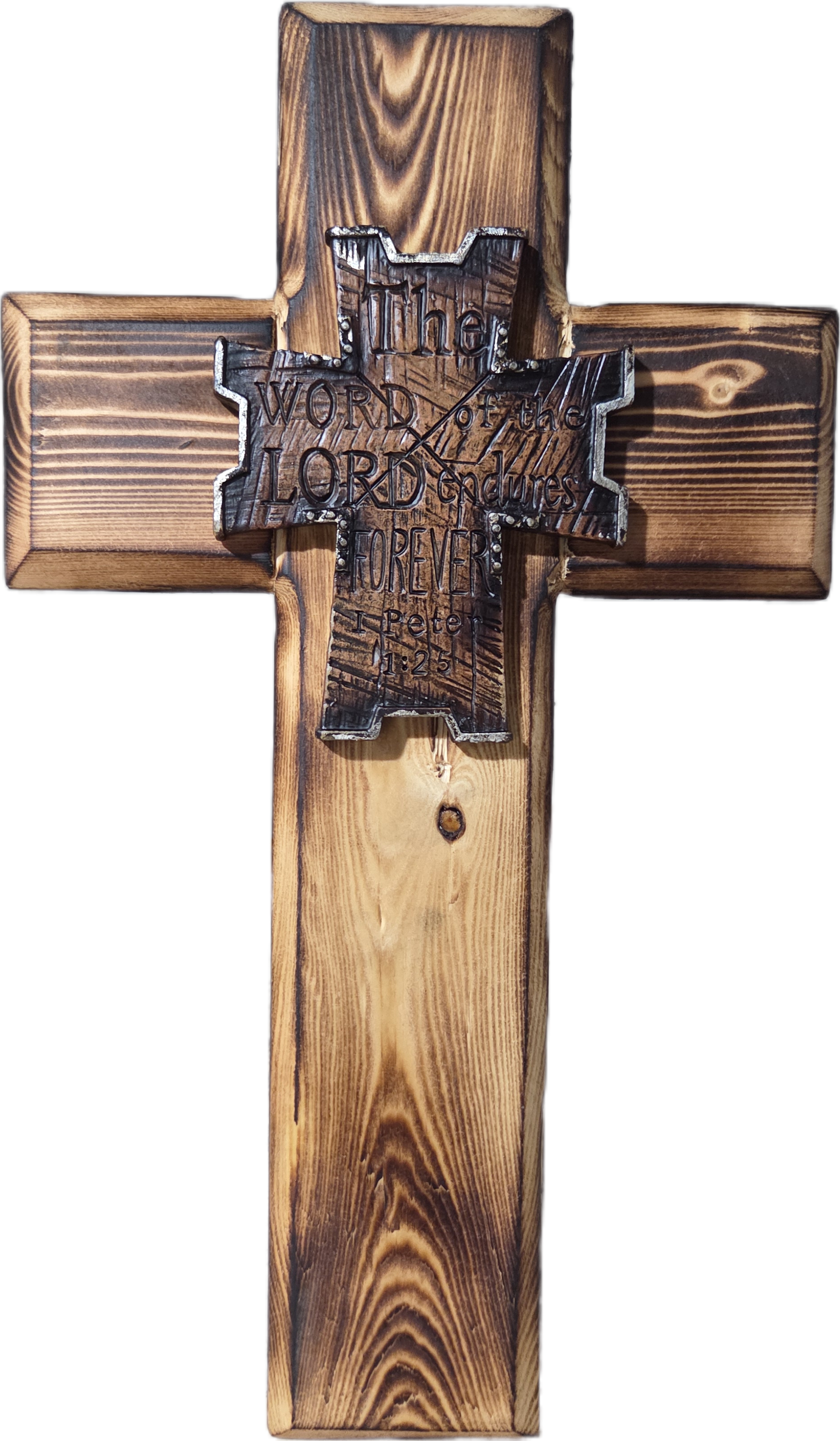 Inspirational Pine Wooden Scripture Cross 12