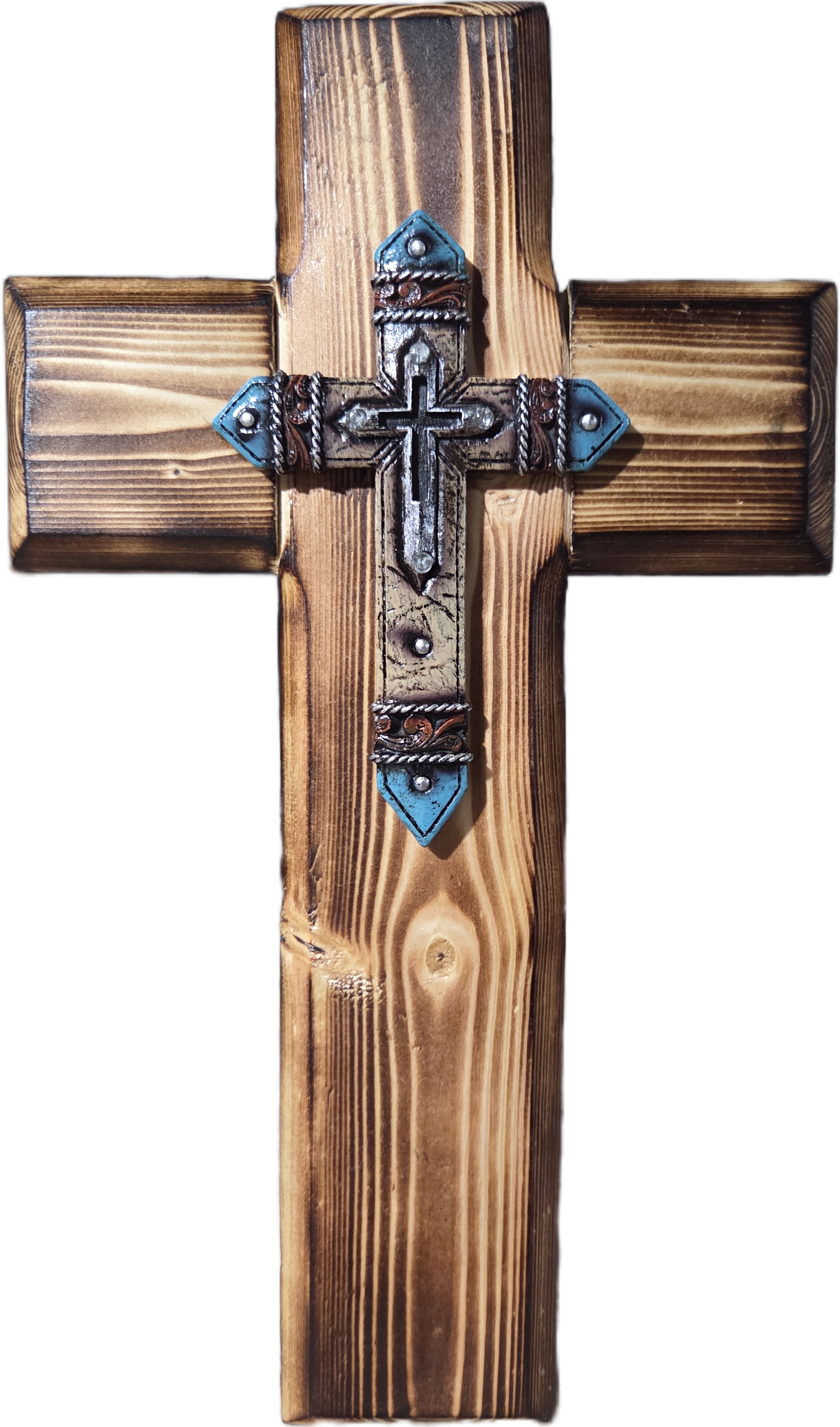 Leather Turquoise on Pine 12