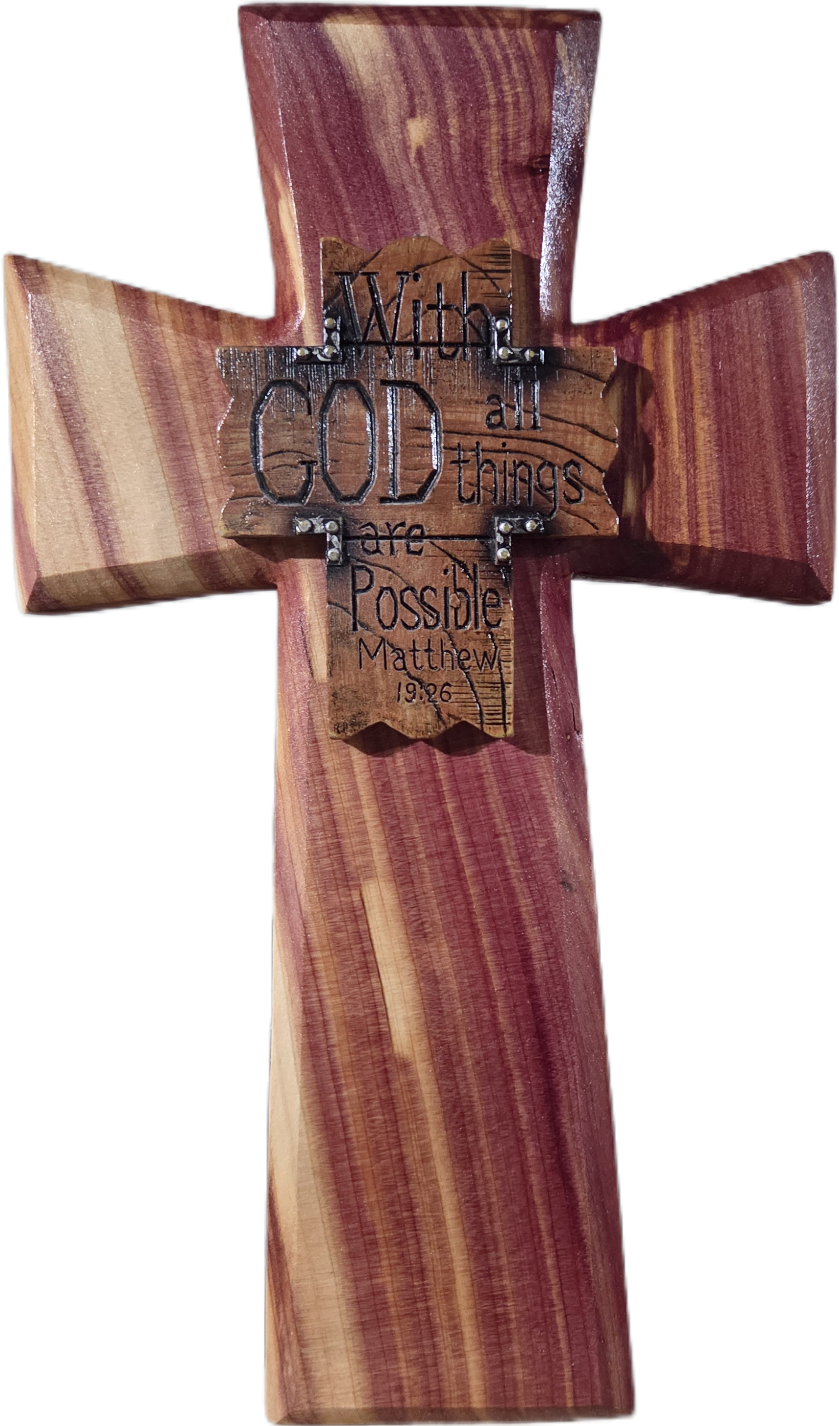 Handcrafted Cedar Wall Cross - Inspirational Faith Decor 11.75