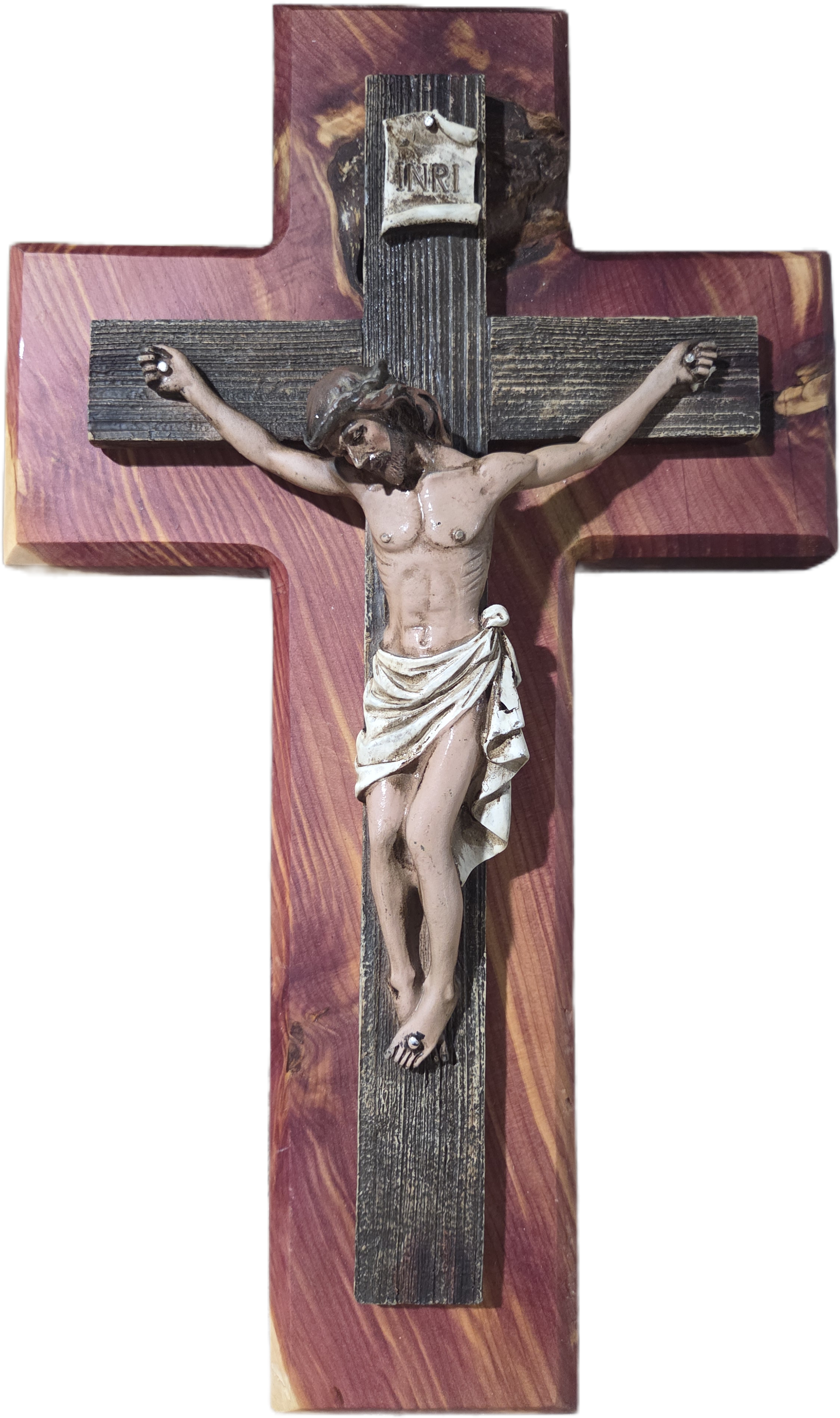 Handcrafted Cedar Crucifix with Realistic Jesus Figure 16.75