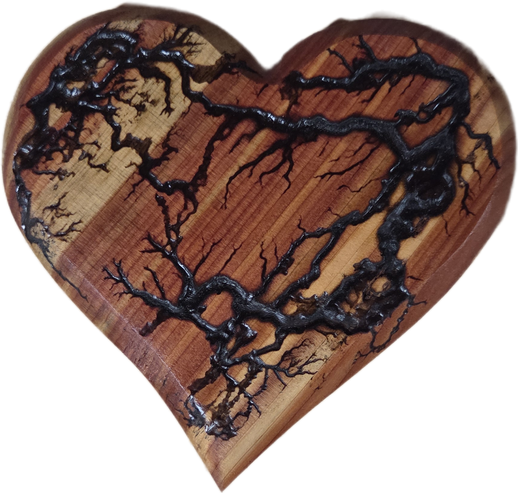 Handcrafted Fractal Burn Cedar Heart Decor 6