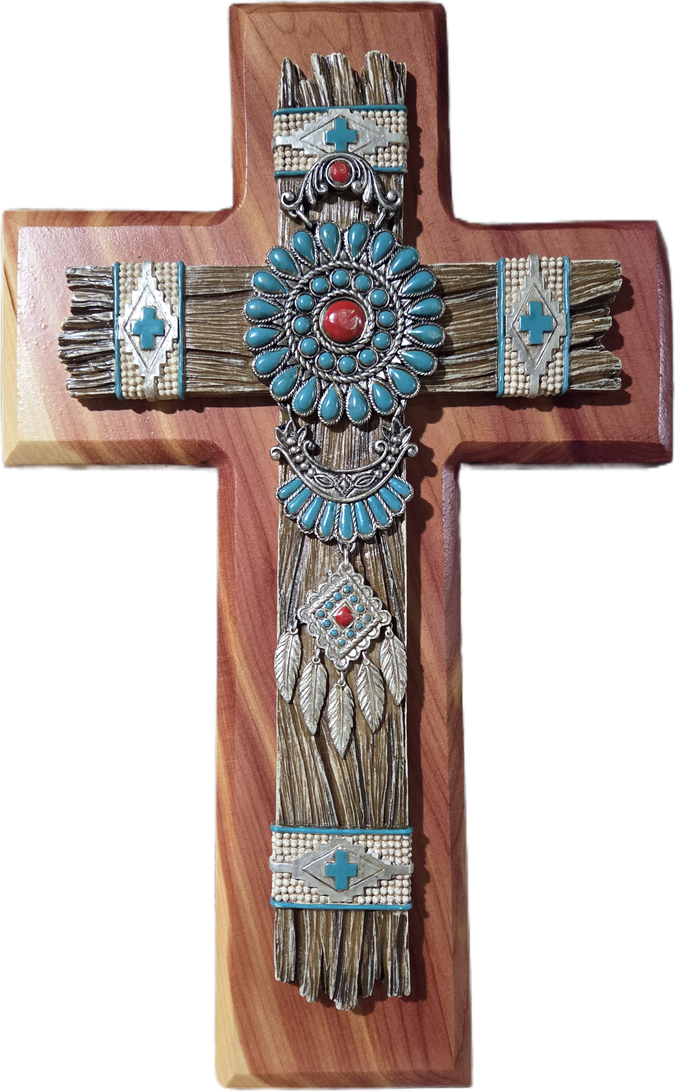 Native American-Inspired Turquoise Cedar Cross 15