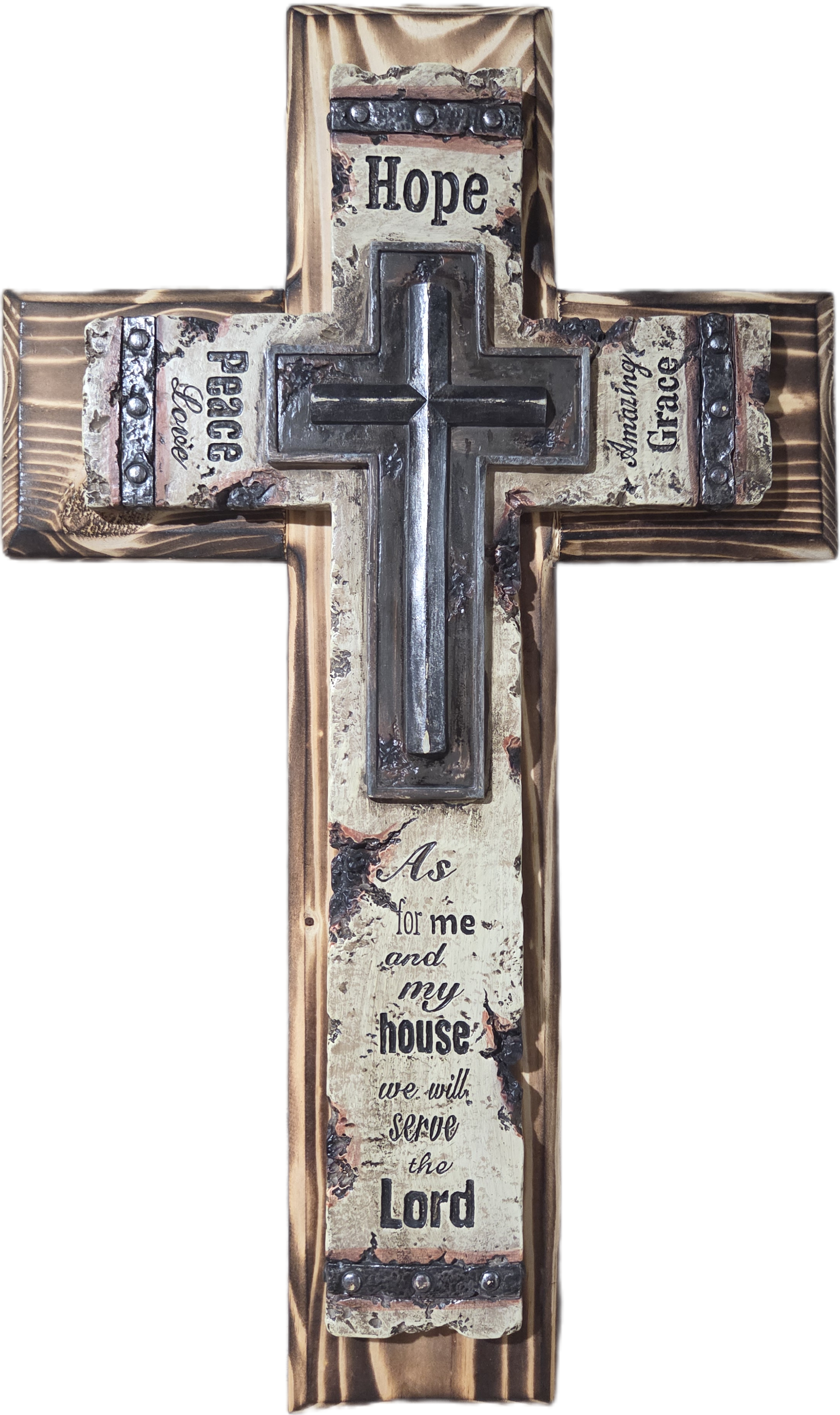Rustic Pine Cross with Scripture 18