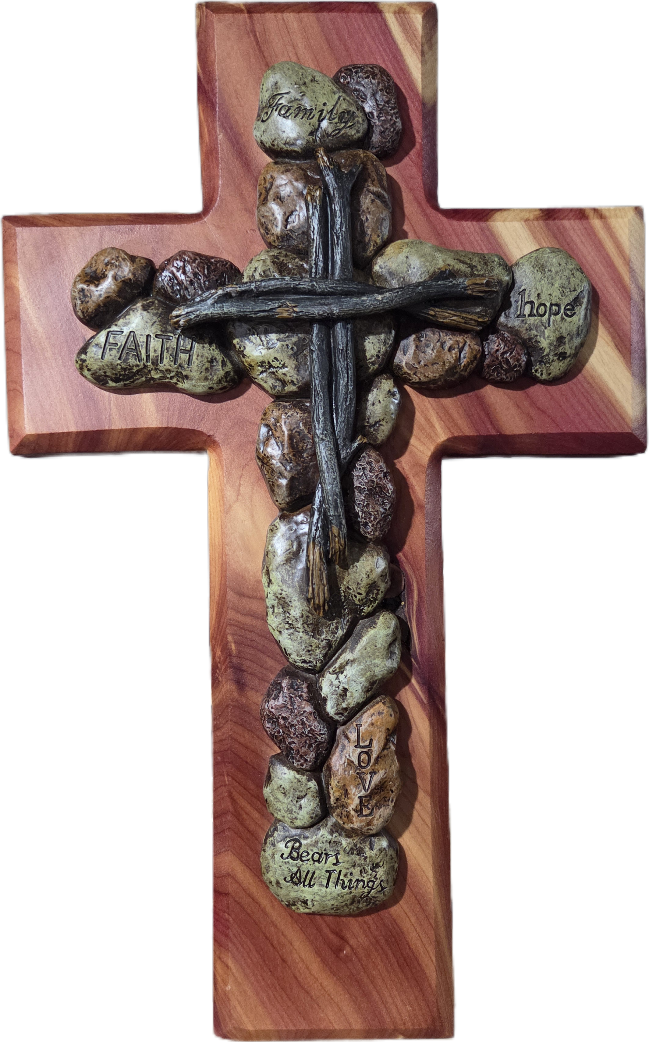 Inspiration Stone Cedar Wall Cross 15