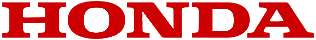Close-up of the Honda logo in red letters on a black background.