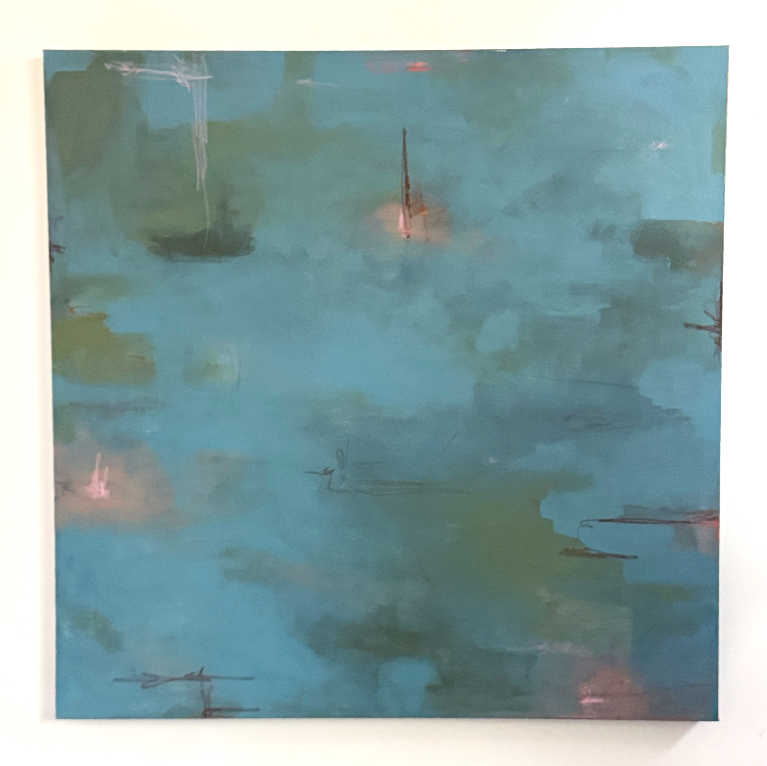 Scenes From a Shower - acrylic & pastels on canvas - 36 x 36 - $1,350