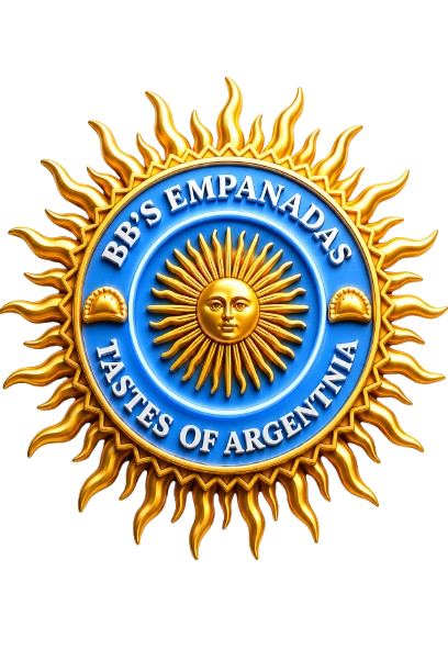 Logo of BBS Empanadas with a sun and moon design, featuring the text "BBS Empanadas Tastes of Argentina" in a circular layout.