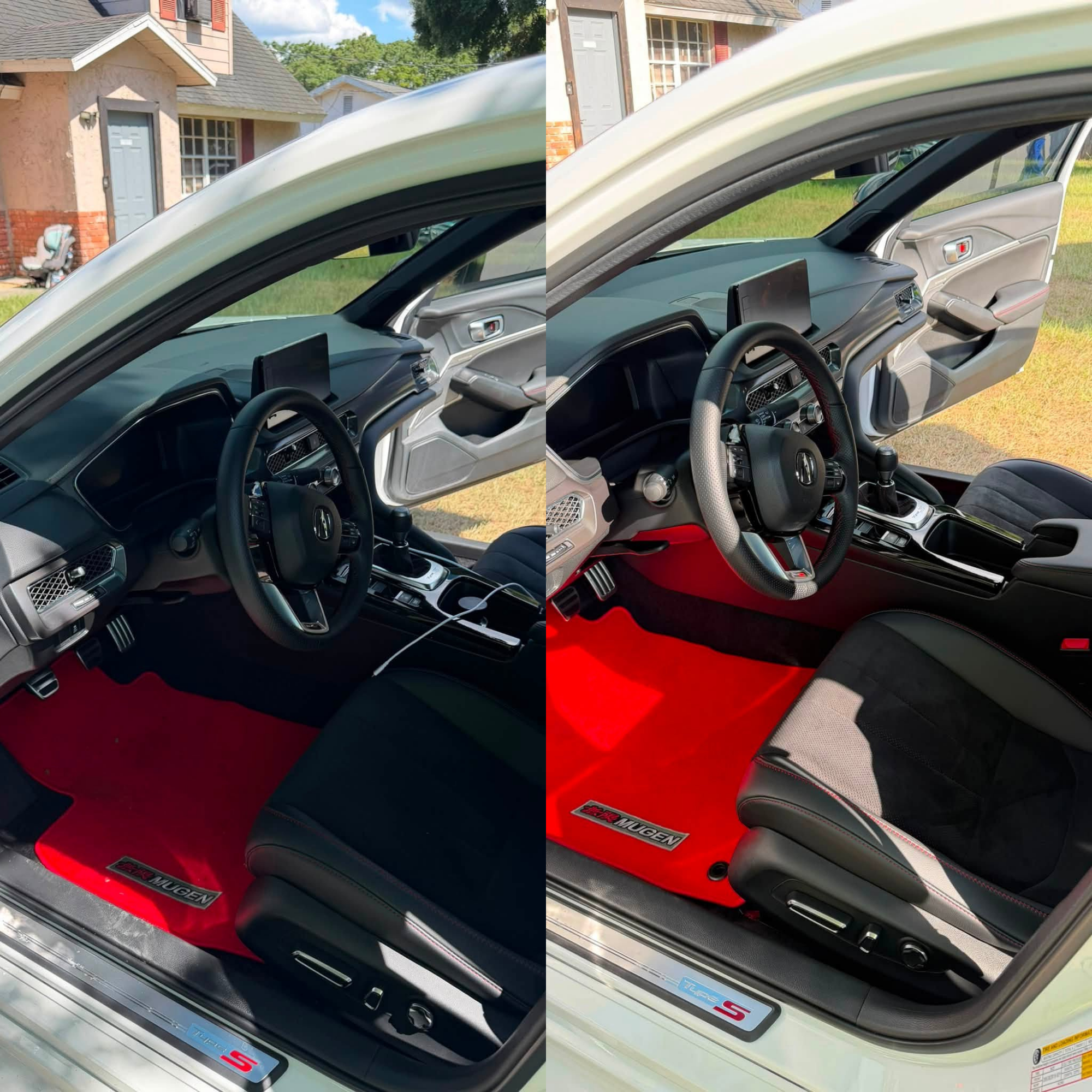 Before and after interior detailing with cleaned dashboard, center console, and premium interior restoration in Ocala, FL