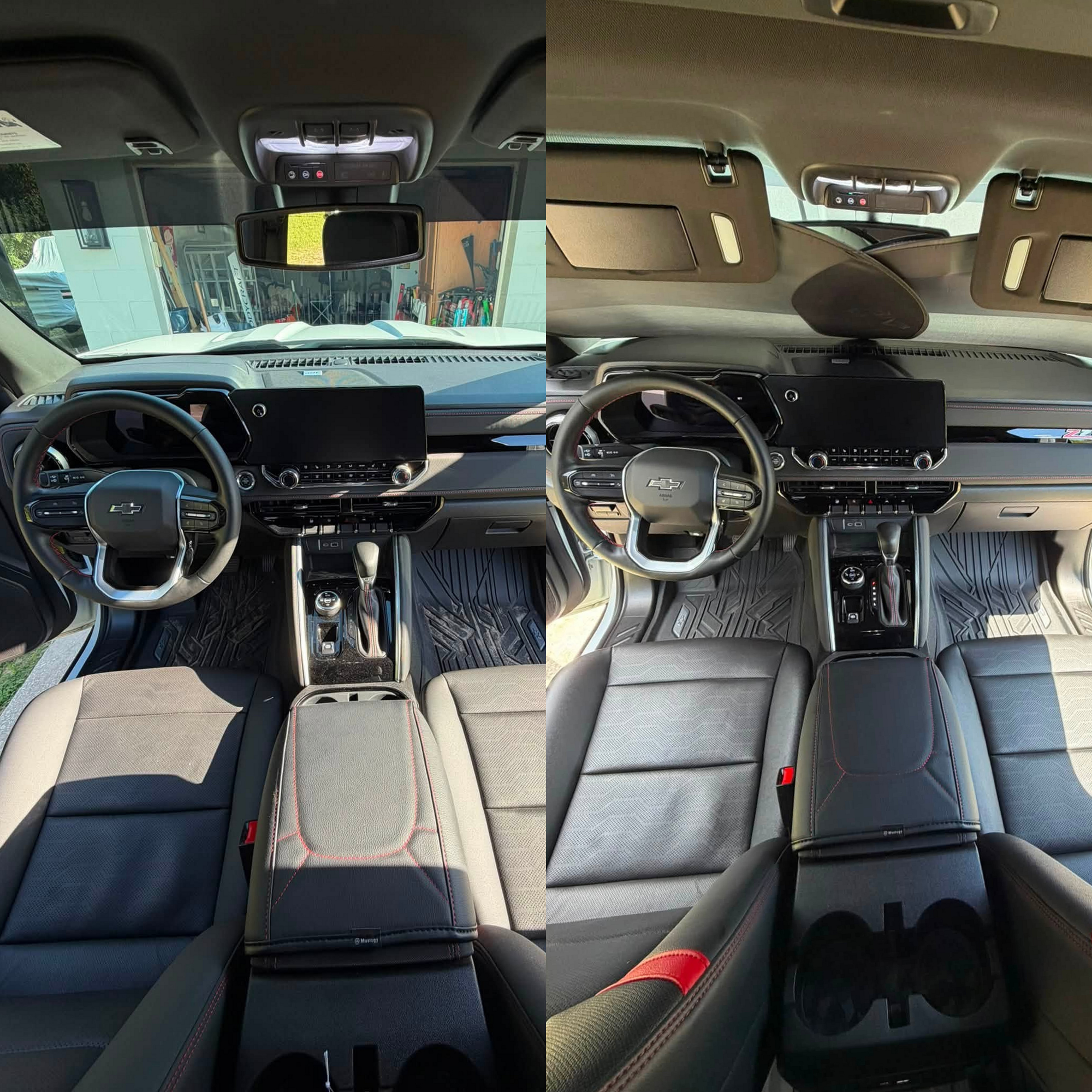 Before and after interior car detailing showcasing restored dashboard, center console, and spotless cabin in Ocala, FL