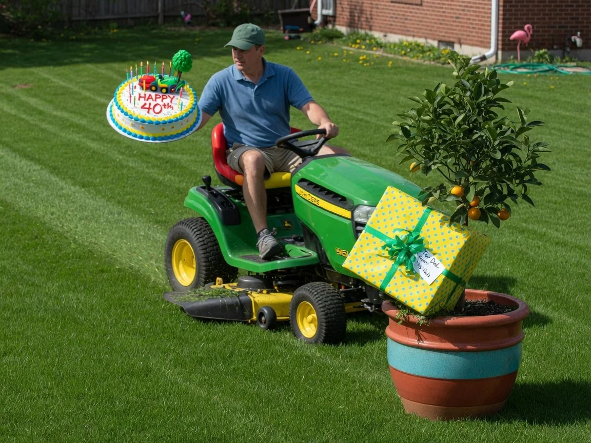Birthday Mow- Will leave a potted tree during the mow